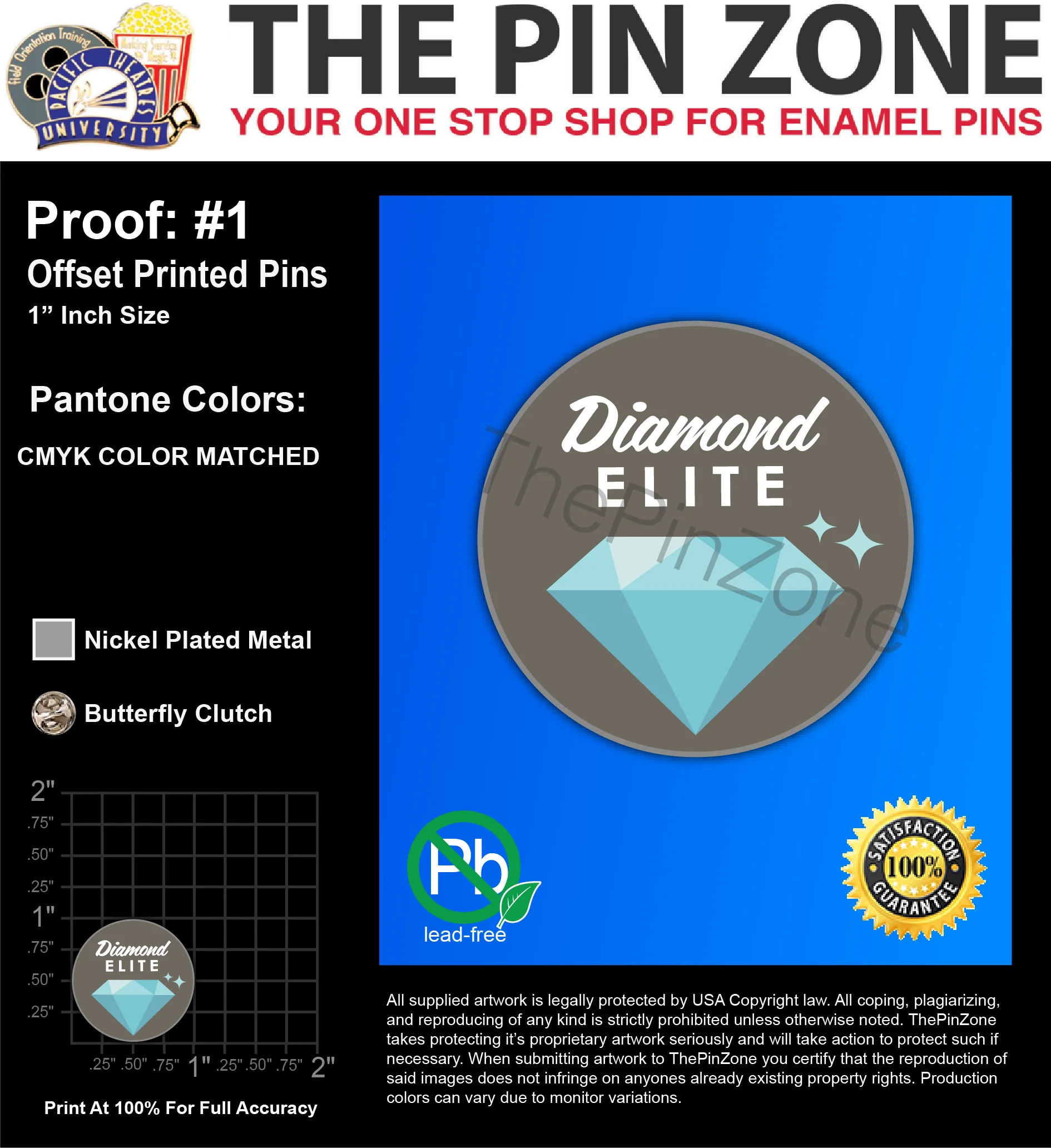 50 “DIAMOND ELITE” LAPEL PINS: PROOF #1