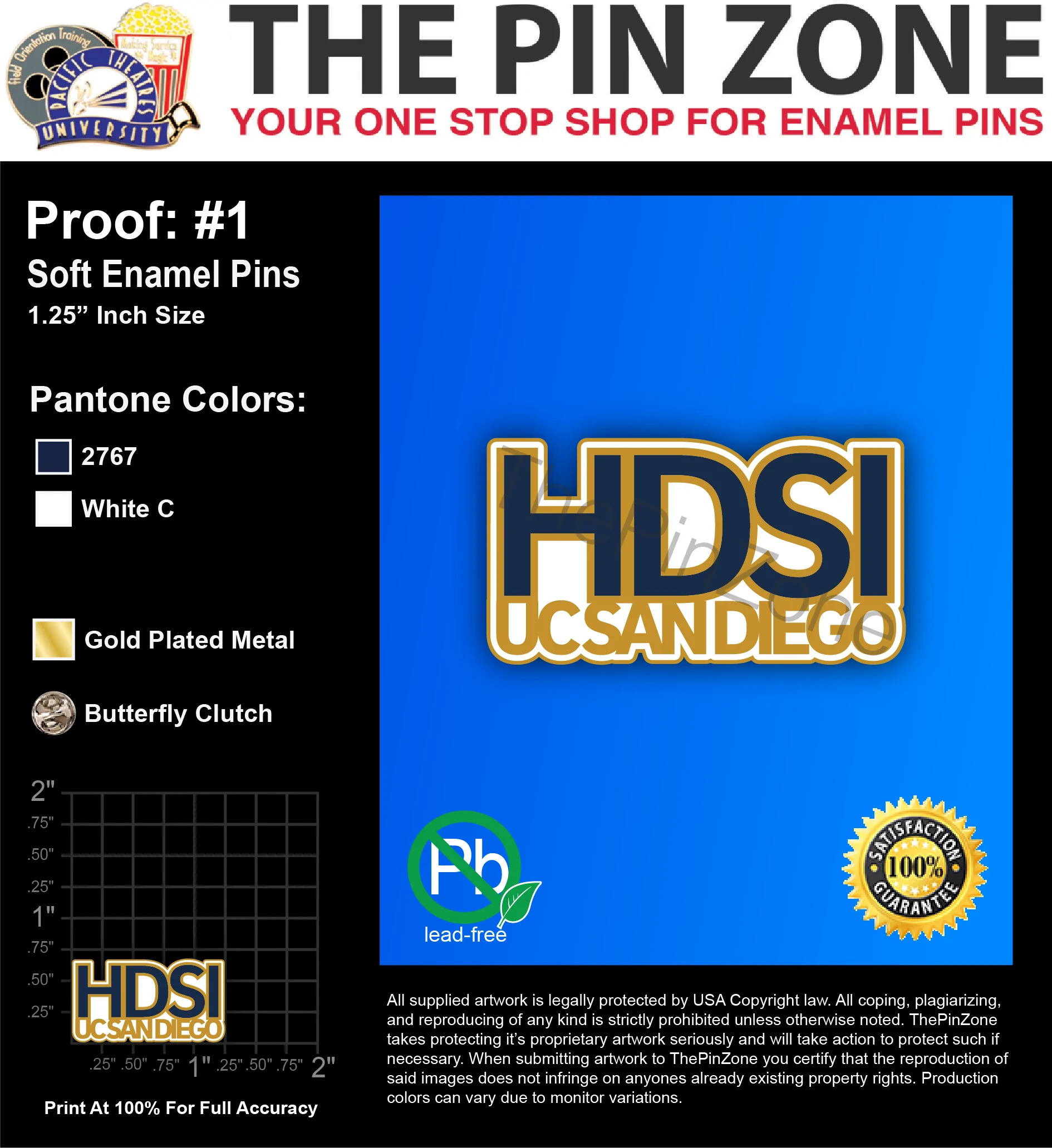 200 “HDSI” LAPEL PINS: PROOF #1
