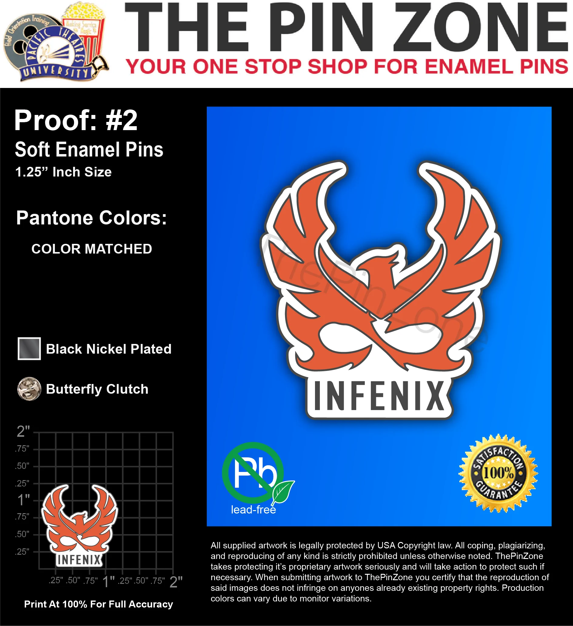 50 “INFENIX” LAPEL PINS: PROOF #2
