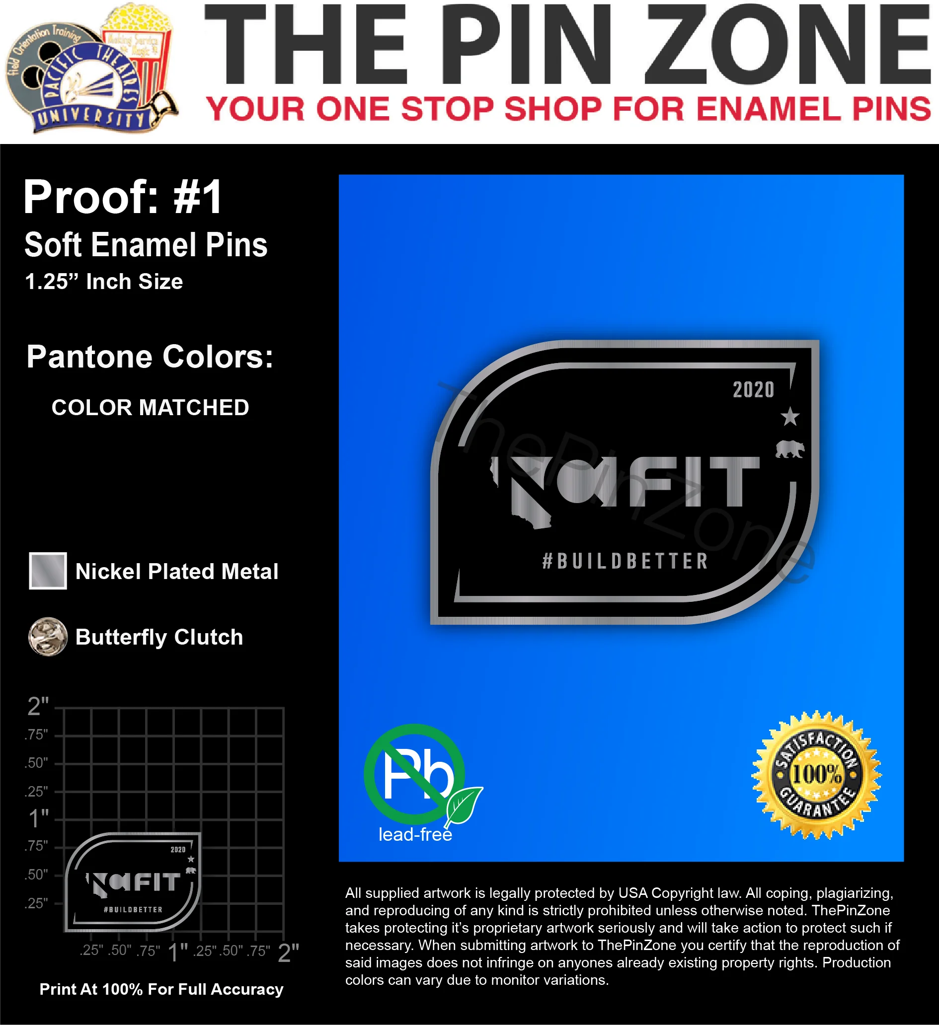 100 “NCFIT” LAPEL PINS: PROOF #1