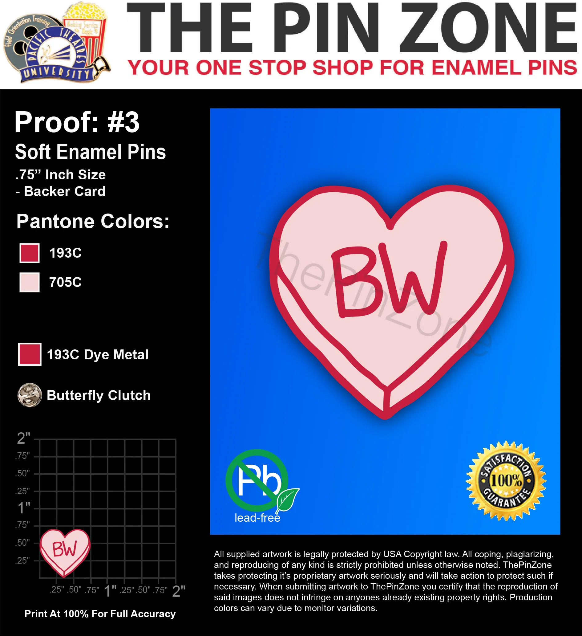 500 โBWโ LAPEL PINS: PROOF #3
