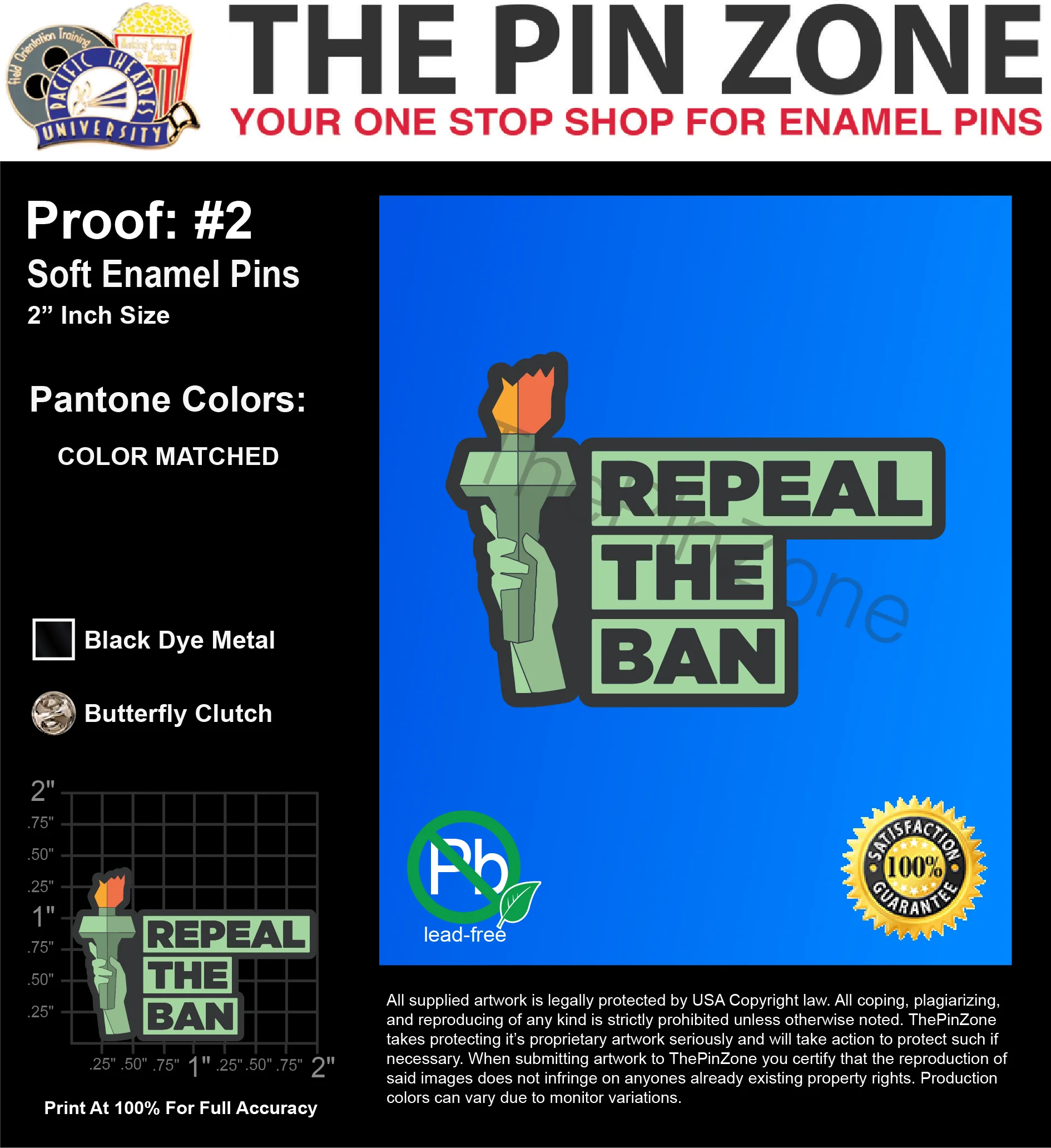 100 “REPEAL THE BAN” LAPEL PINS: PROOF #2