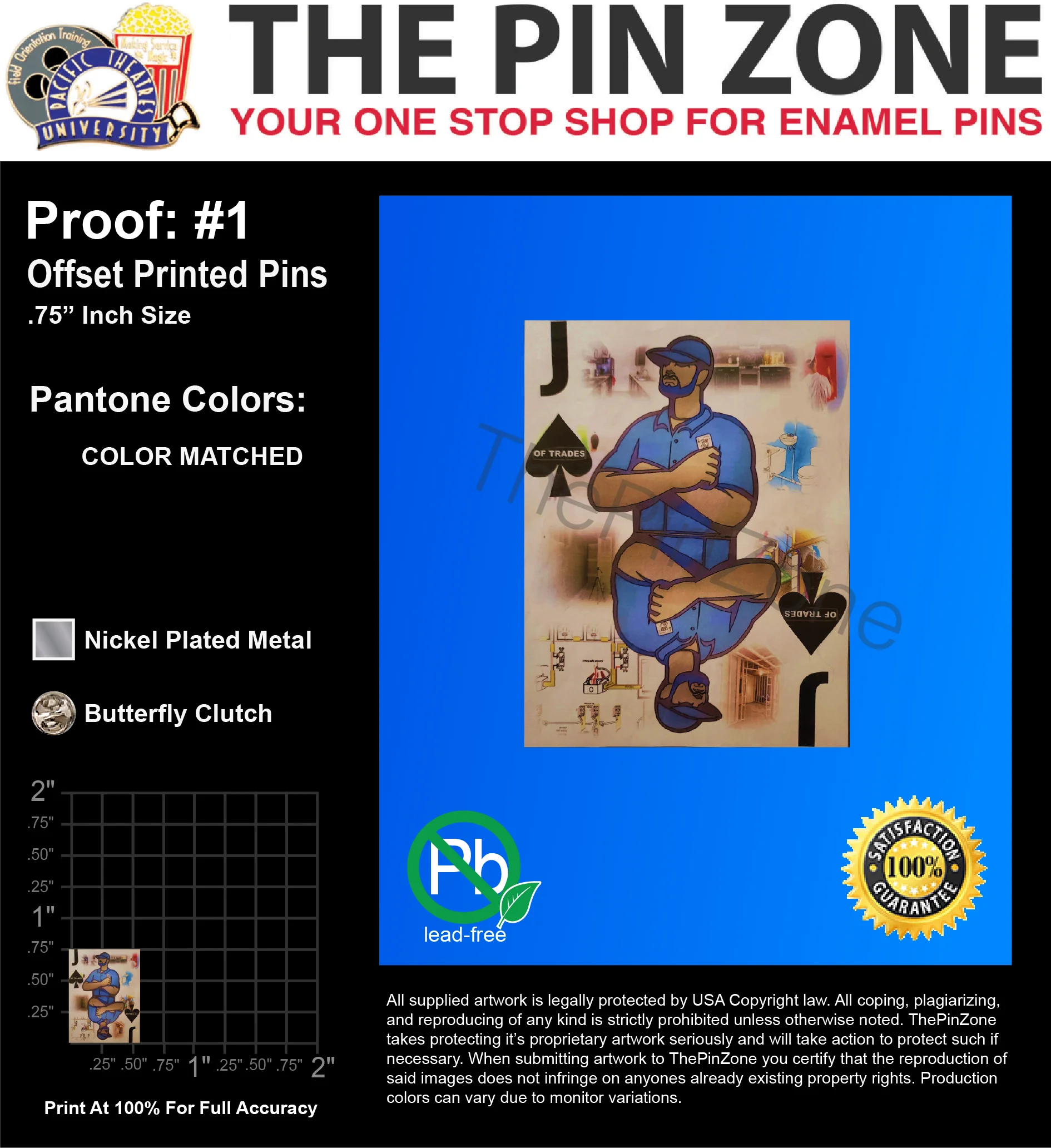 100 “ADVERT” LAPEL PINS: PROOF #1