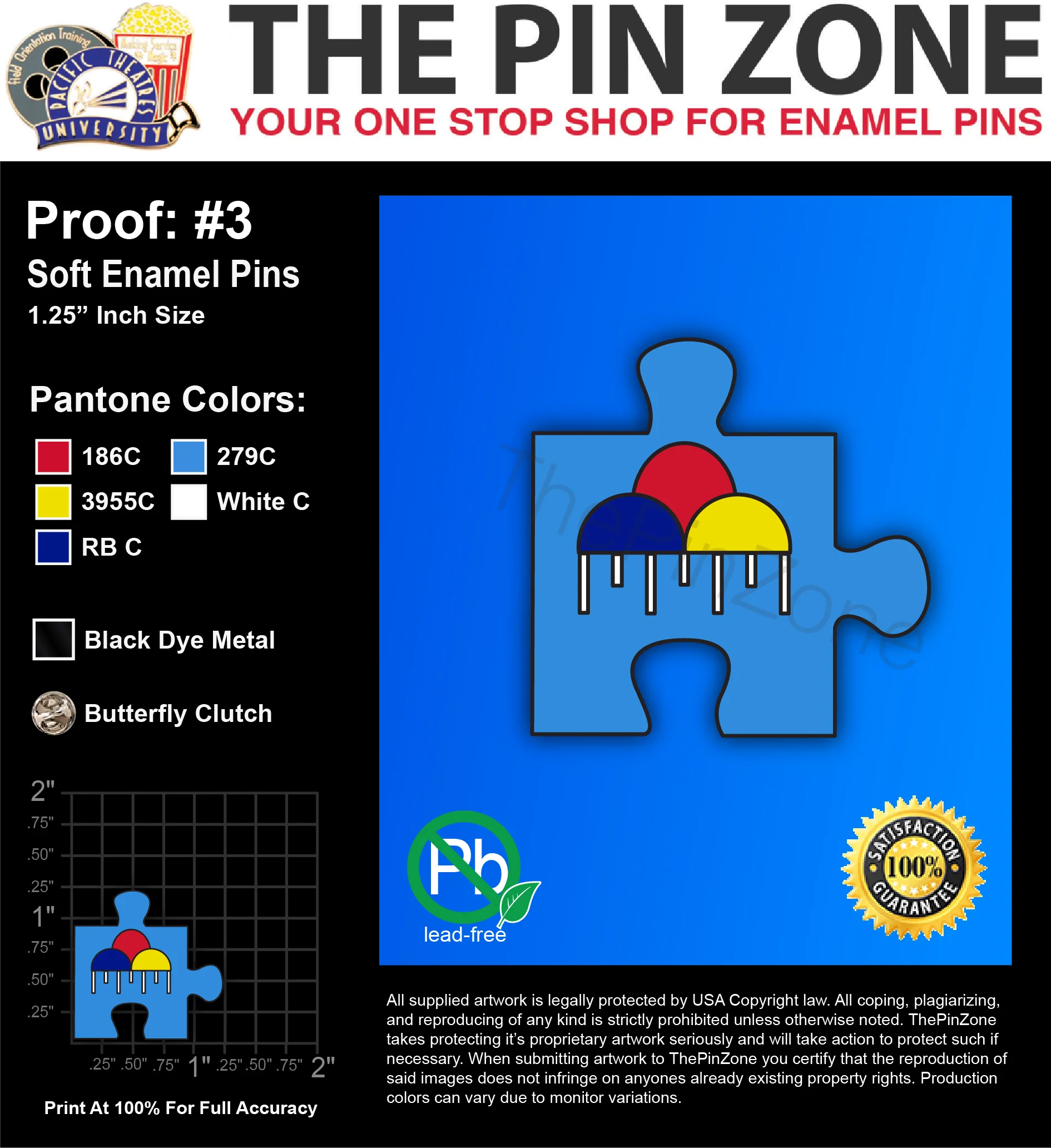 100 “WENDI L” LAPEL PINS: PROOF #3