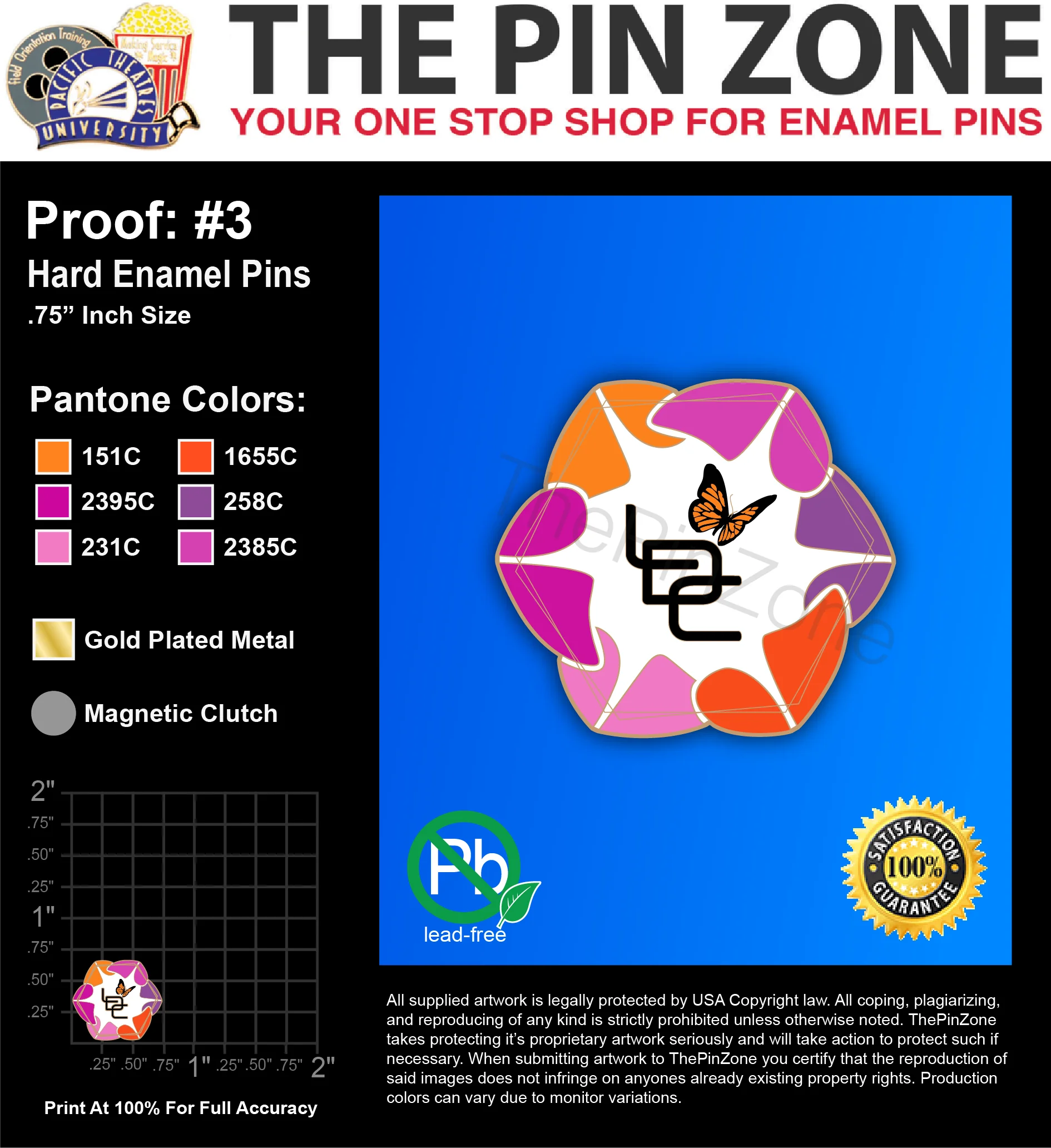 50 “LDC LOGO” LAPEL PINS: PROOF #3