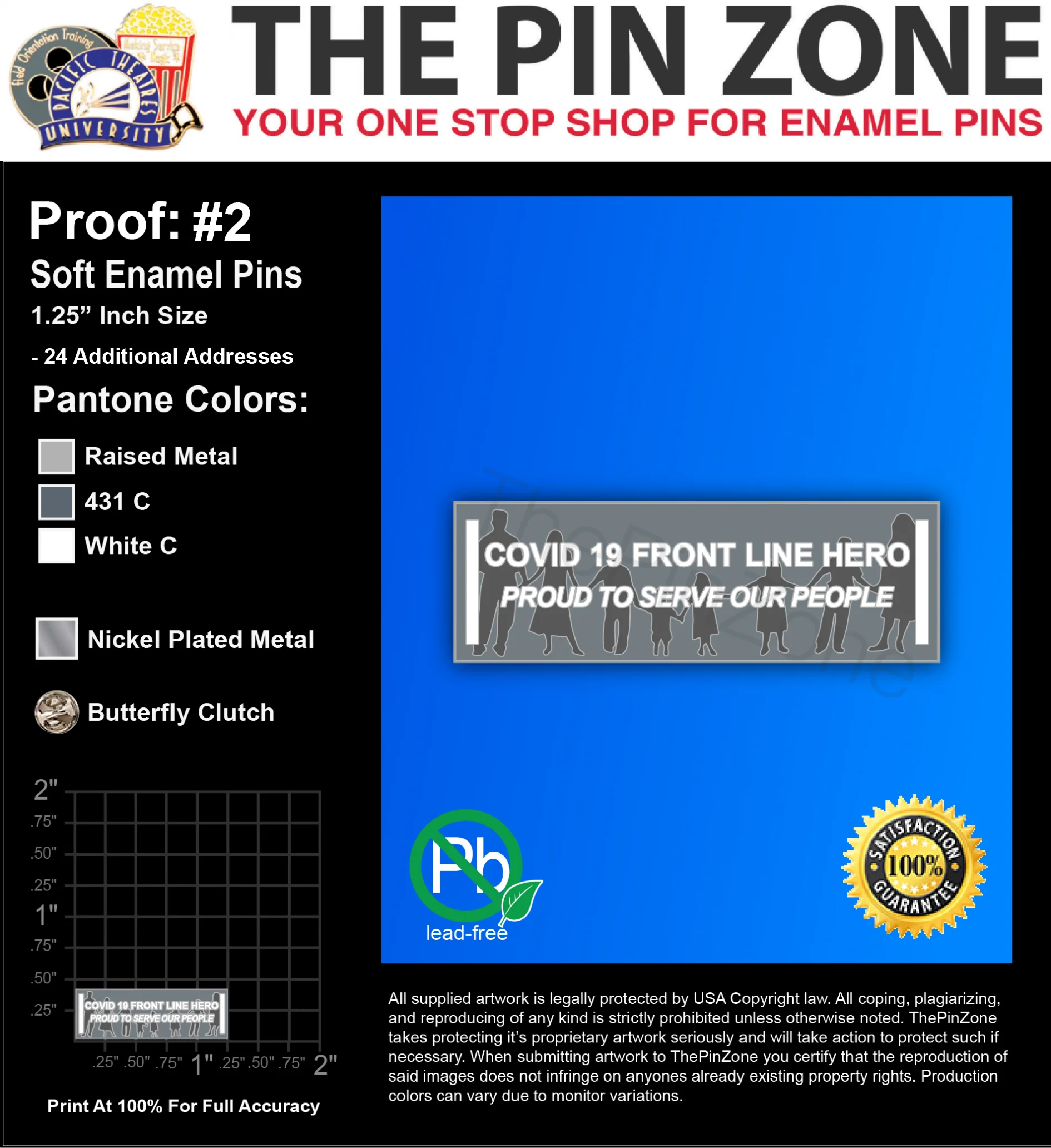 3500 “COVID-19 FRONT LINE HERO” LAPEL PINS: PROOF #2
