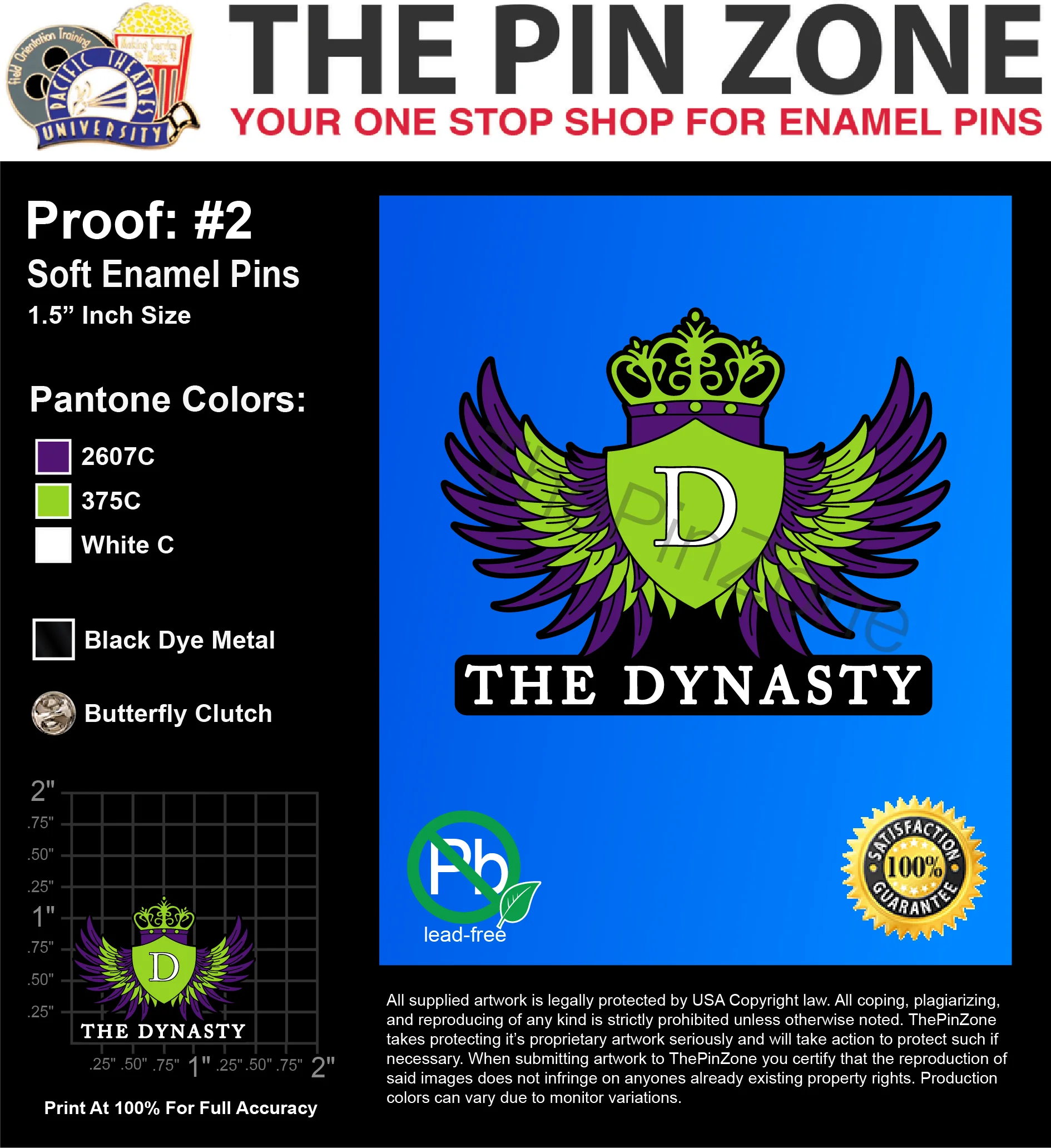 50 “THE DYNASTY DISCOUNT” LAPEL PINS: PROOF #2
