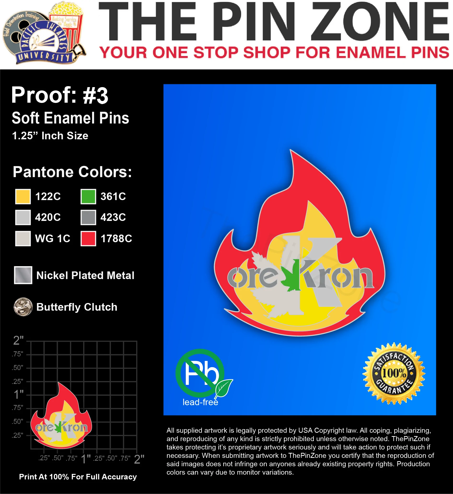 1000 “OREKRON” LAPEL PINS: PROOF #3