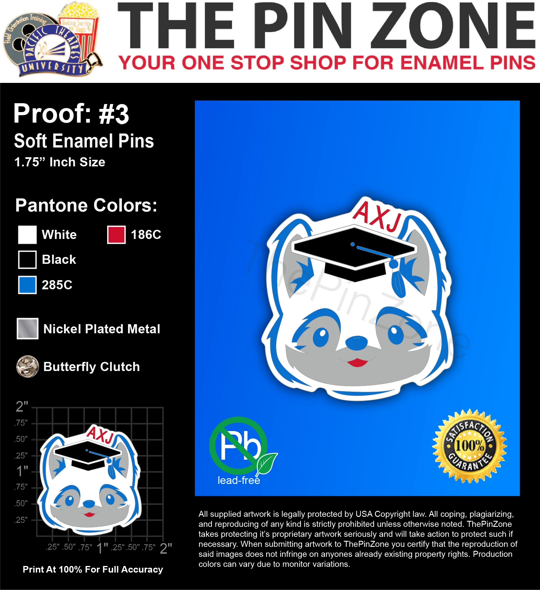 25 “CSUSB AXJ COY.” LAPEL PINS: PROOF #3