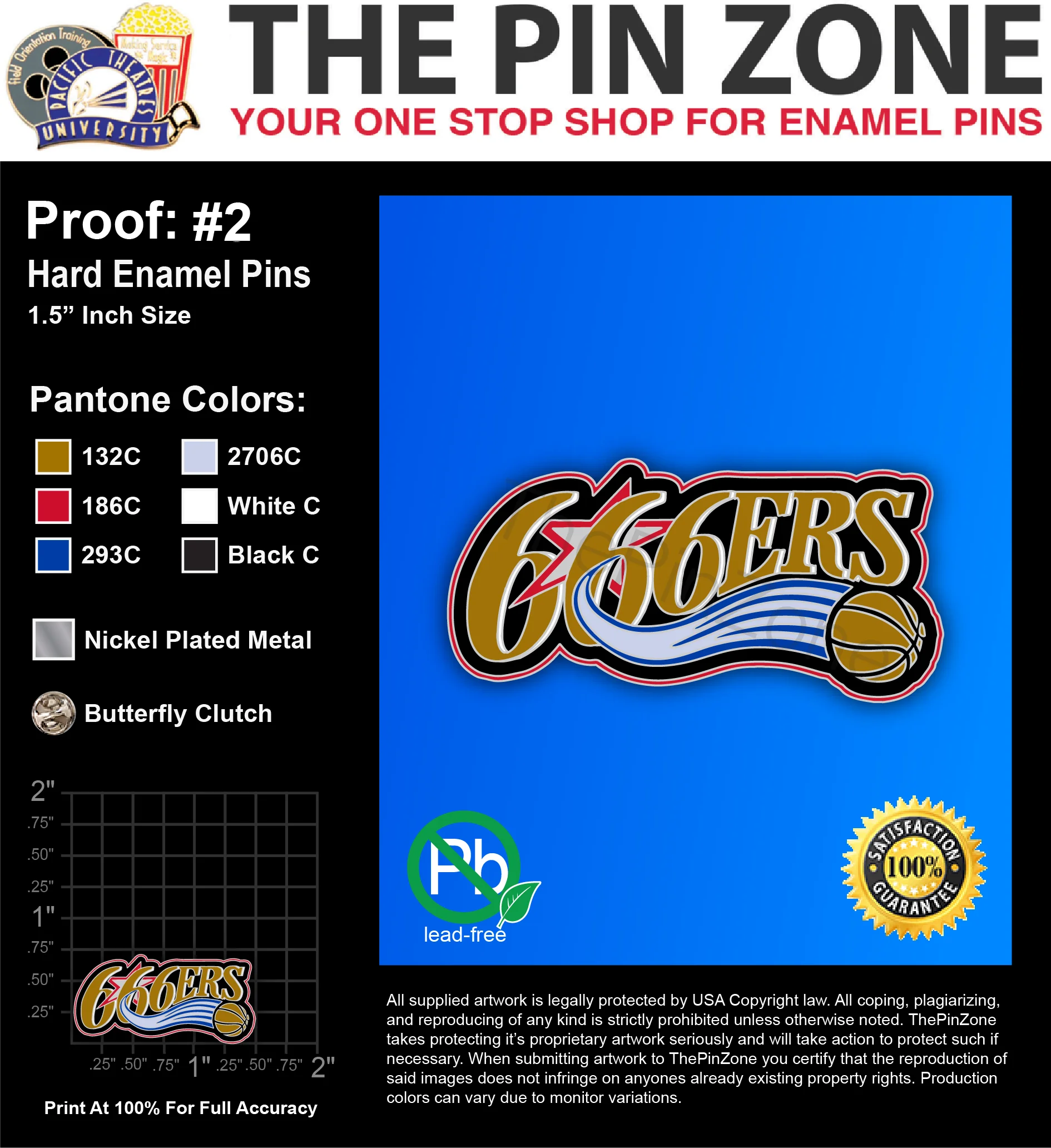 25 “666ERS” LAPEL PINS: PROOF #2