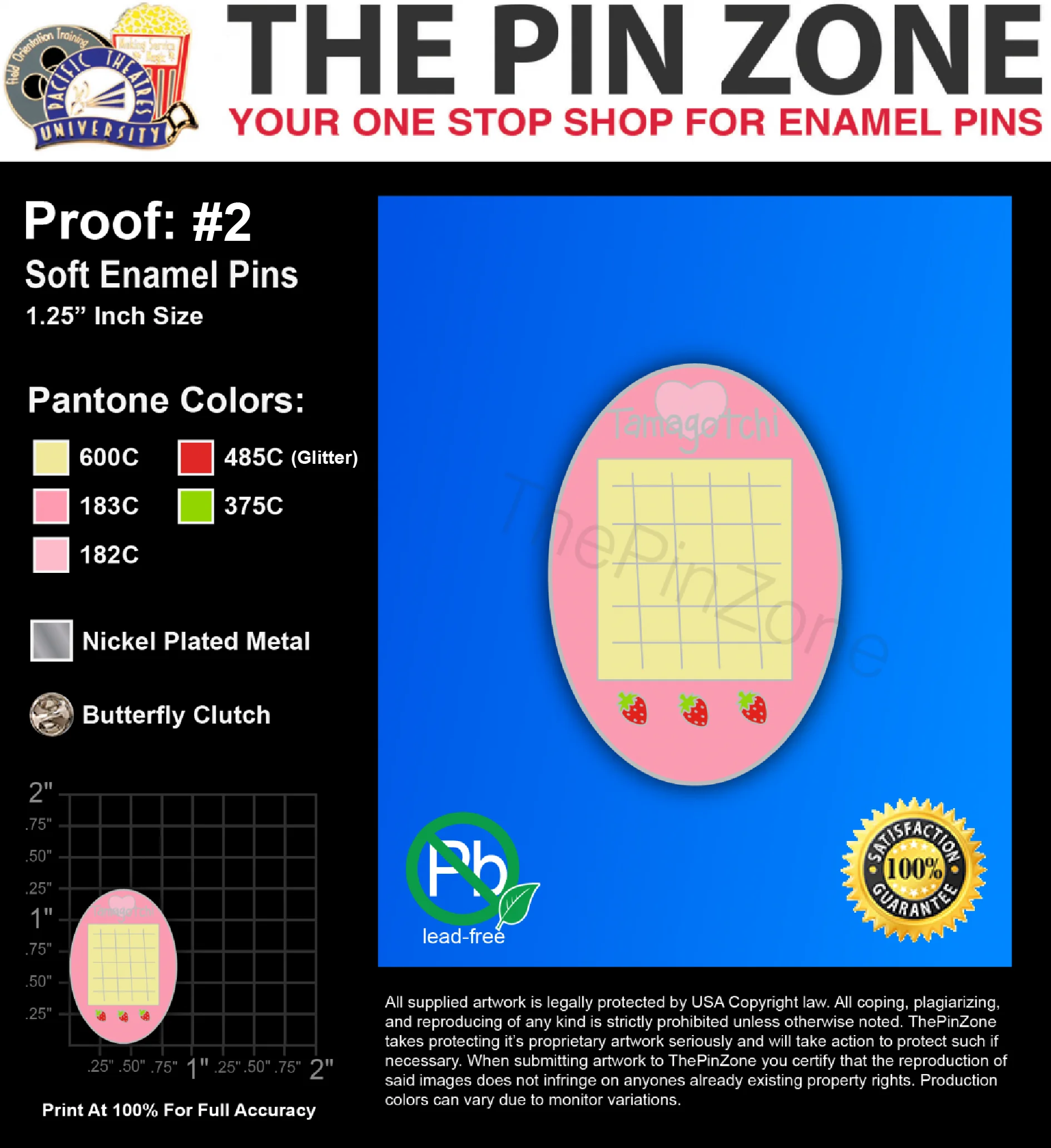 25 “TAMAGOTCHI” LAPEL PINS: PROOF #2