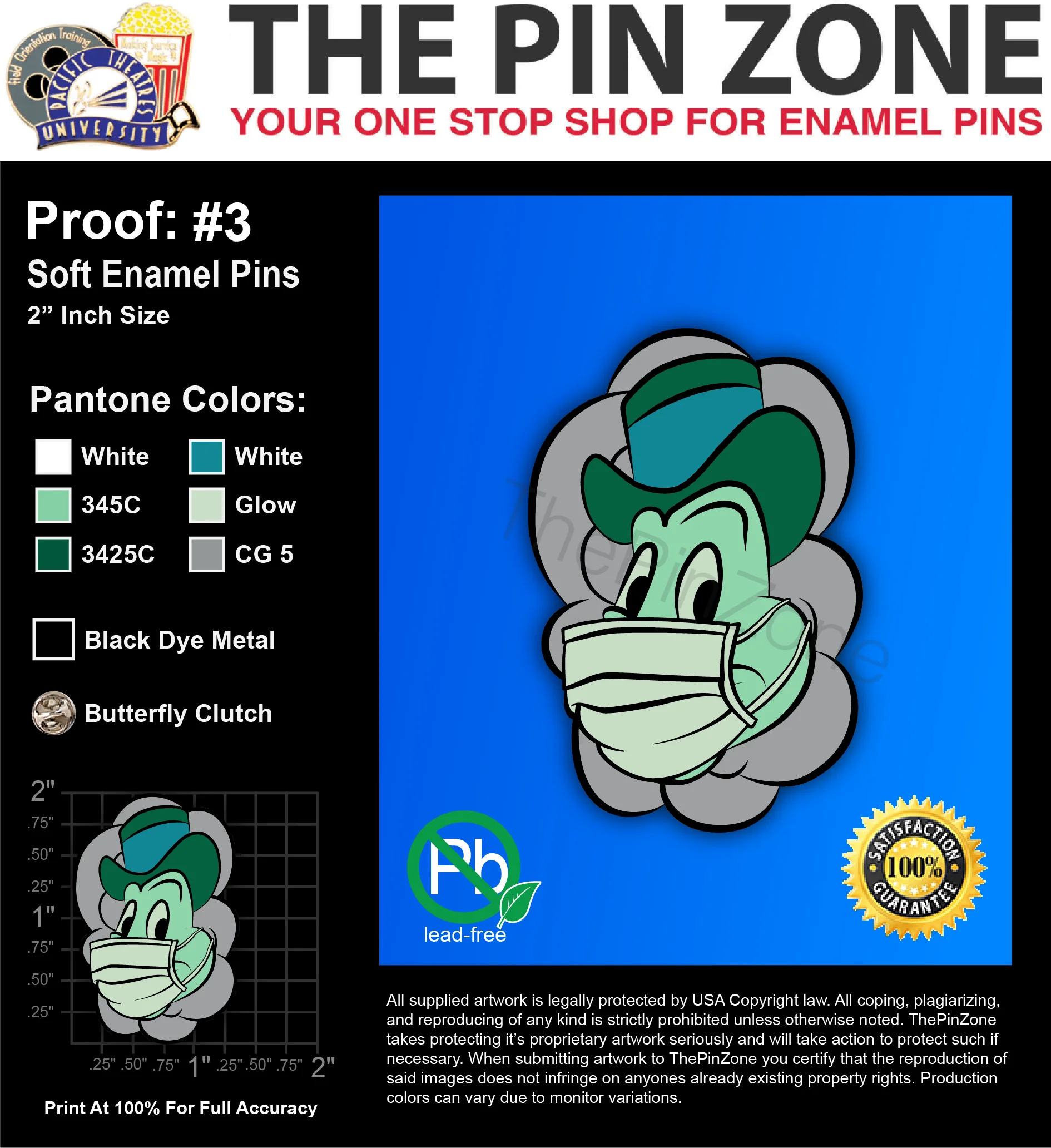 50 “LONESOME GHOST” LAPEL PINS: PROOF #3