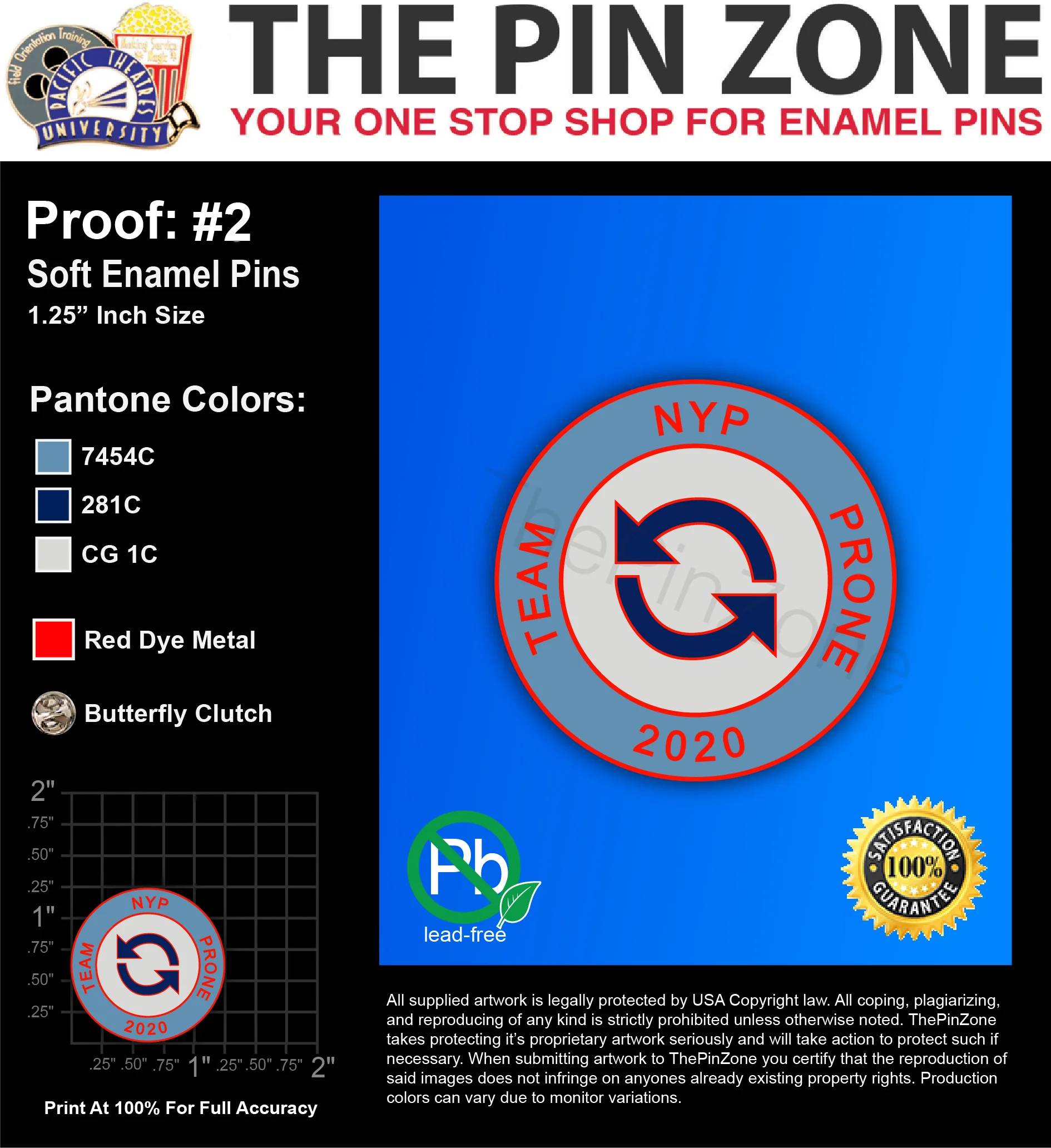 40 “NYP PRONE TEAM” LAPEL PINS: PROOF #2