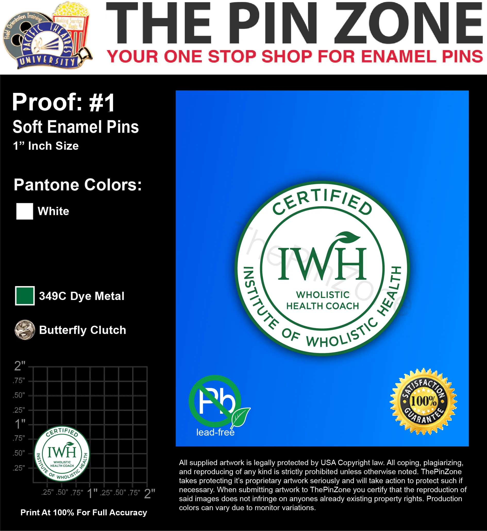 1000 “WHC” LAPEL PINS: PROOF #1