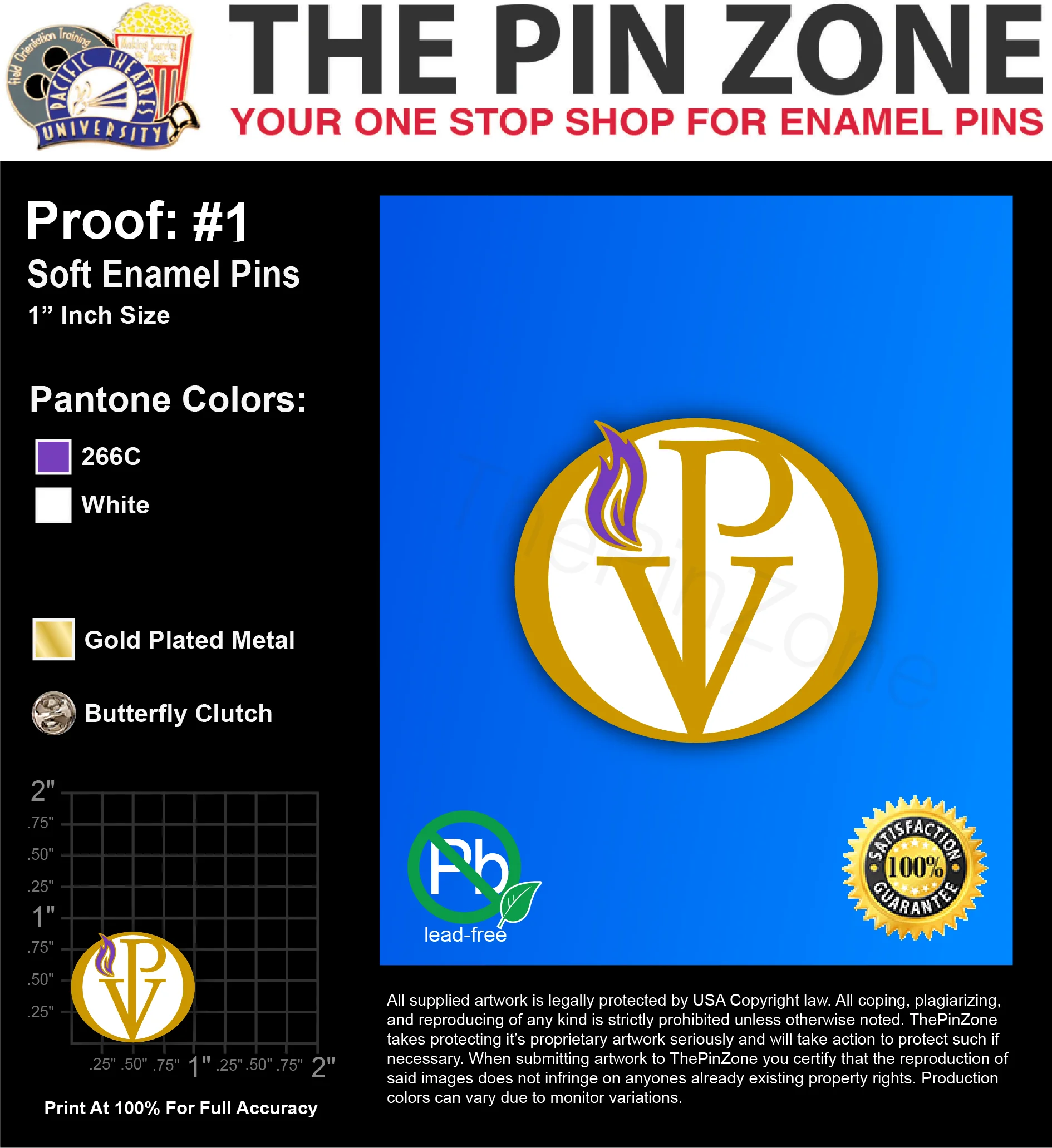 75 “PVC” LAPEL PINS: PROOF #1