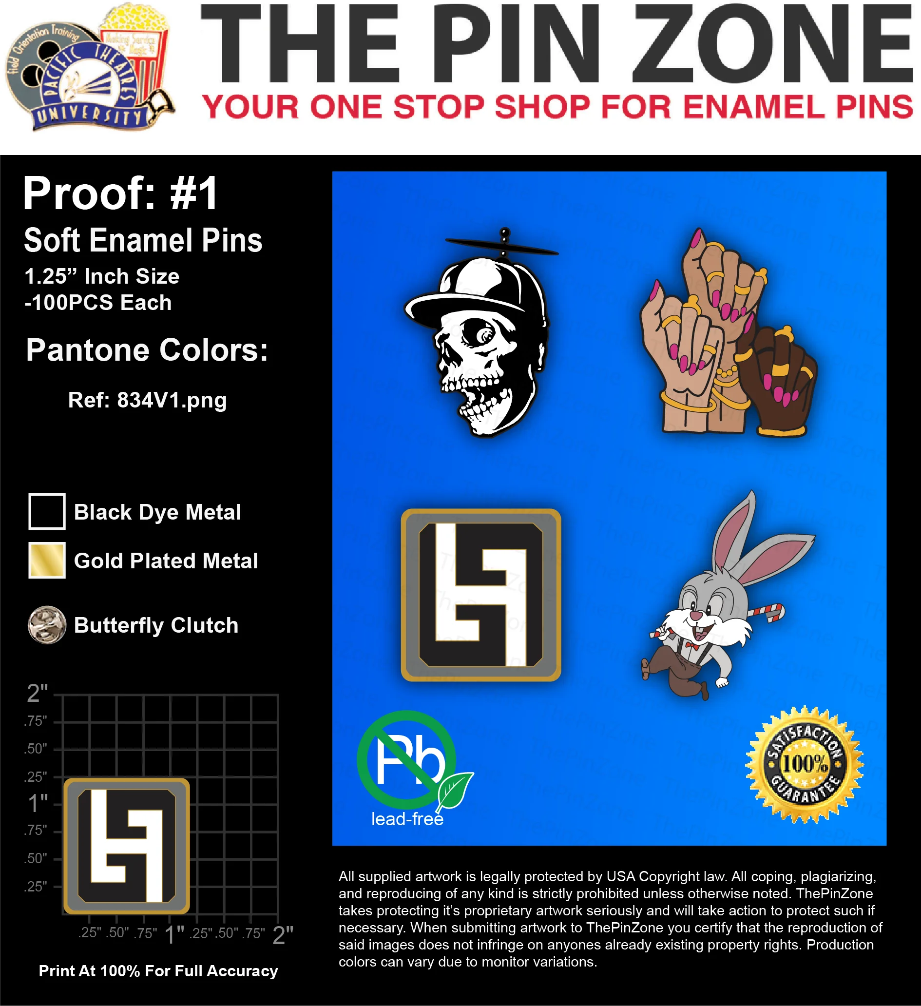 400 “JAMES M” LAPEL PINS: PROOF #1