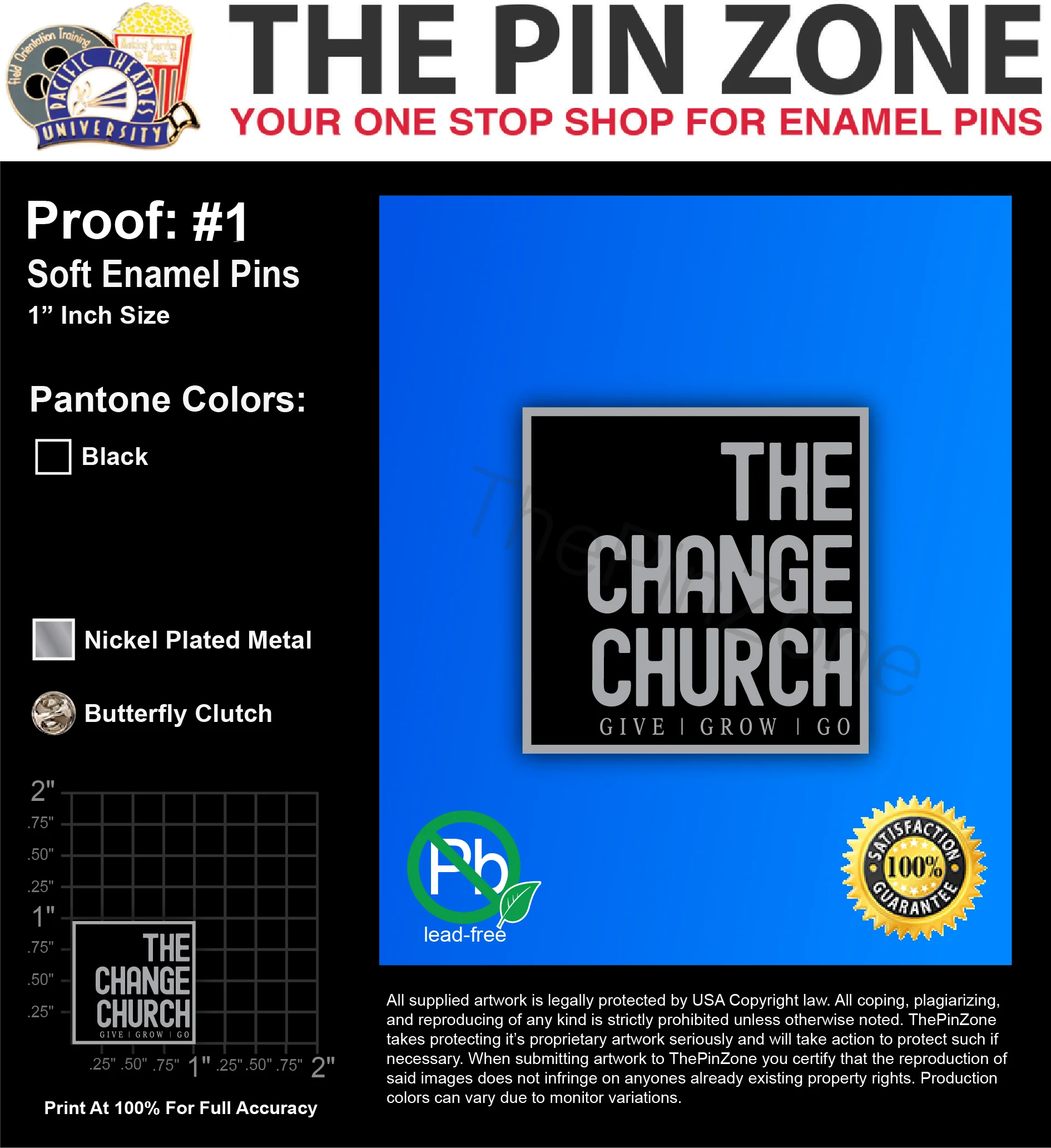 125 “THE CHANGE CHURCH” LAPEL PINS: PROOF #1