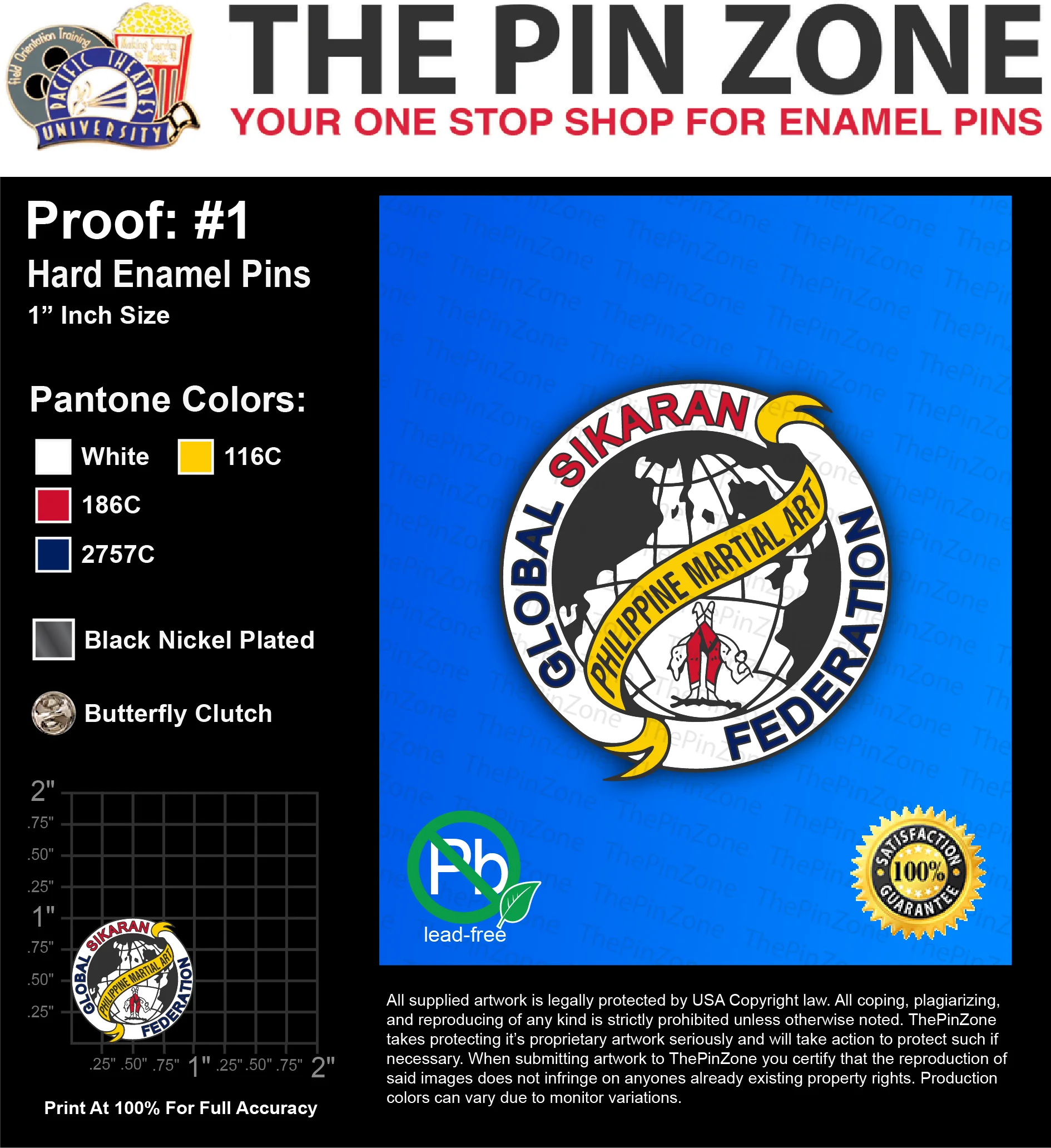 30 “GLOBAL SIKARAN” LAPEL PINS: PROOF #1