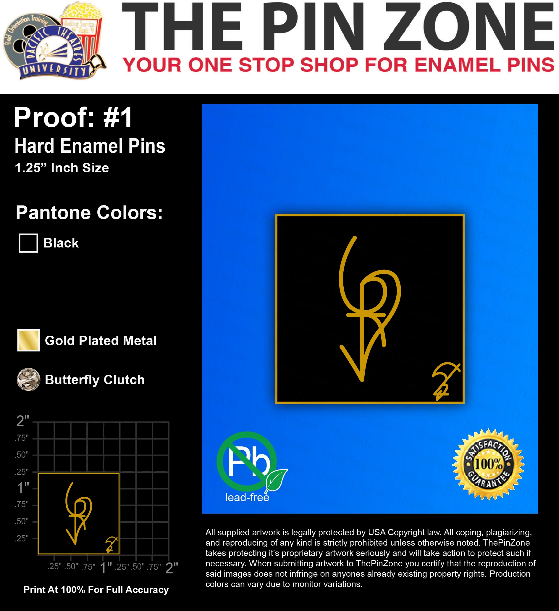 25 “GAY PRIDE UNFRAMED” LAPEL PINS: PROOF #1