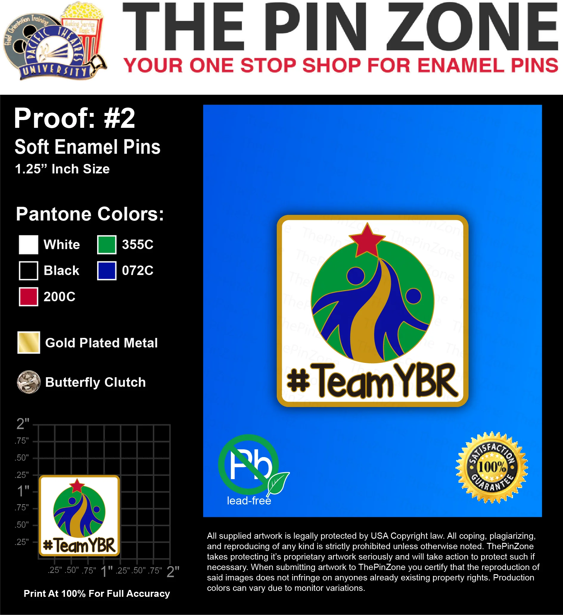 125 “#TEAMYBR” LAPEL PINS: PROOF #2