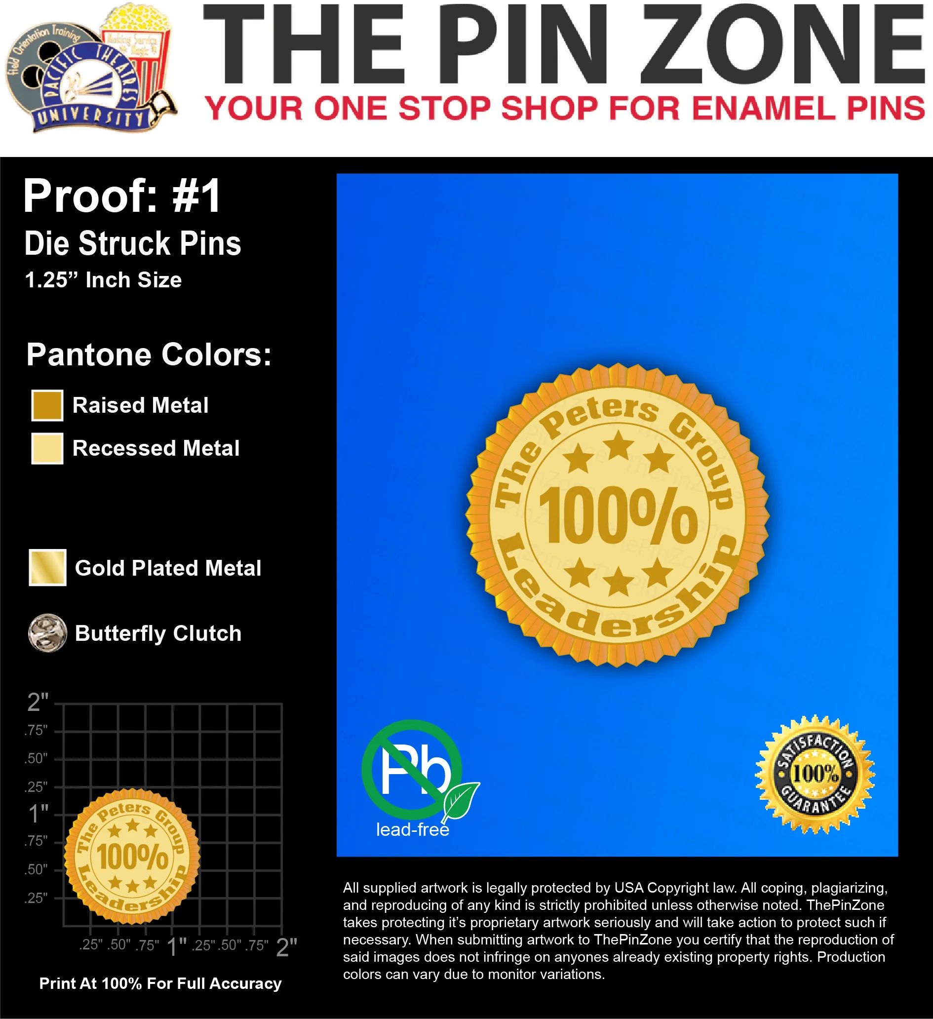50 “STEPHEN P” LAPEL PINS: PROOF #1
