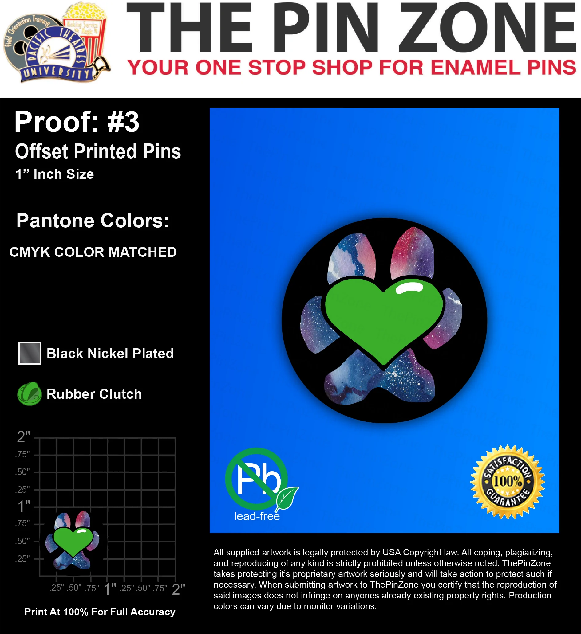 50 “GALAXY PAW” LAPEL PINS: PROOF #3
