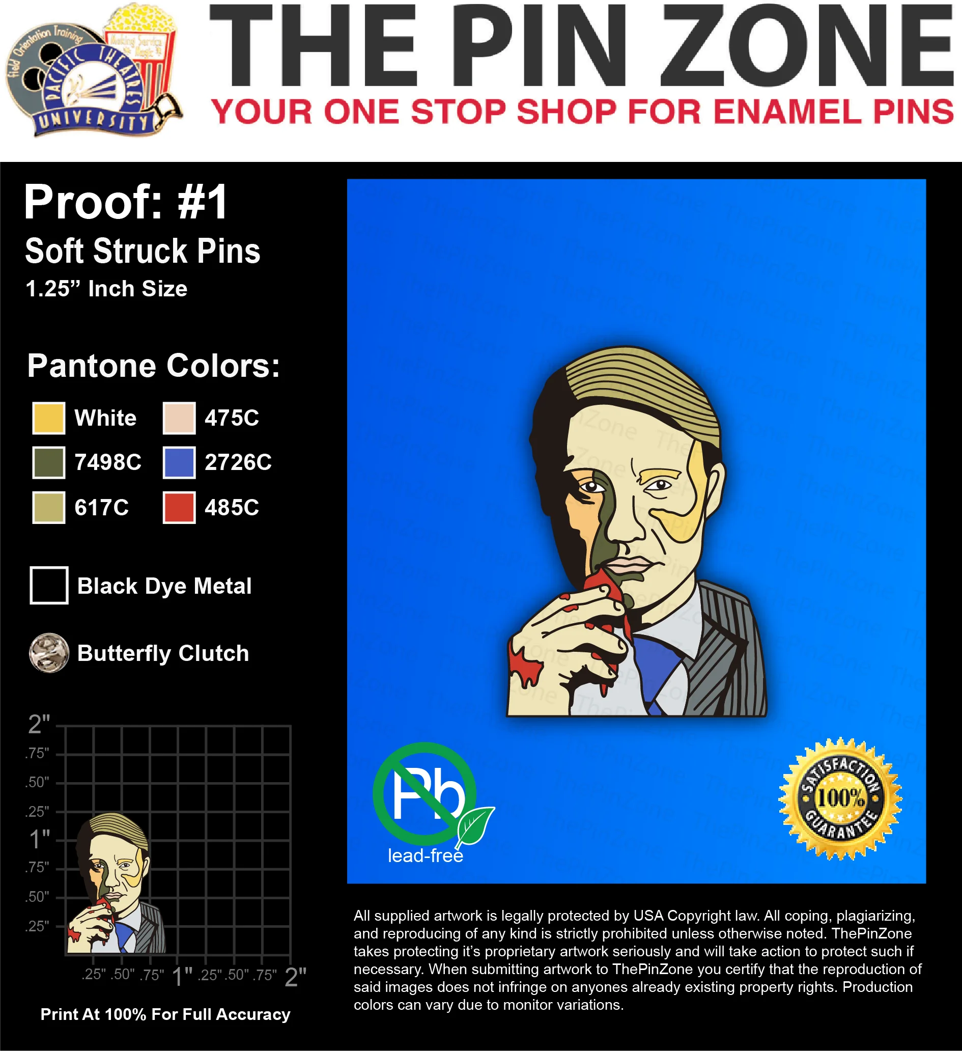 25 “KELSEY” LAPEL PINS: PROOF #1