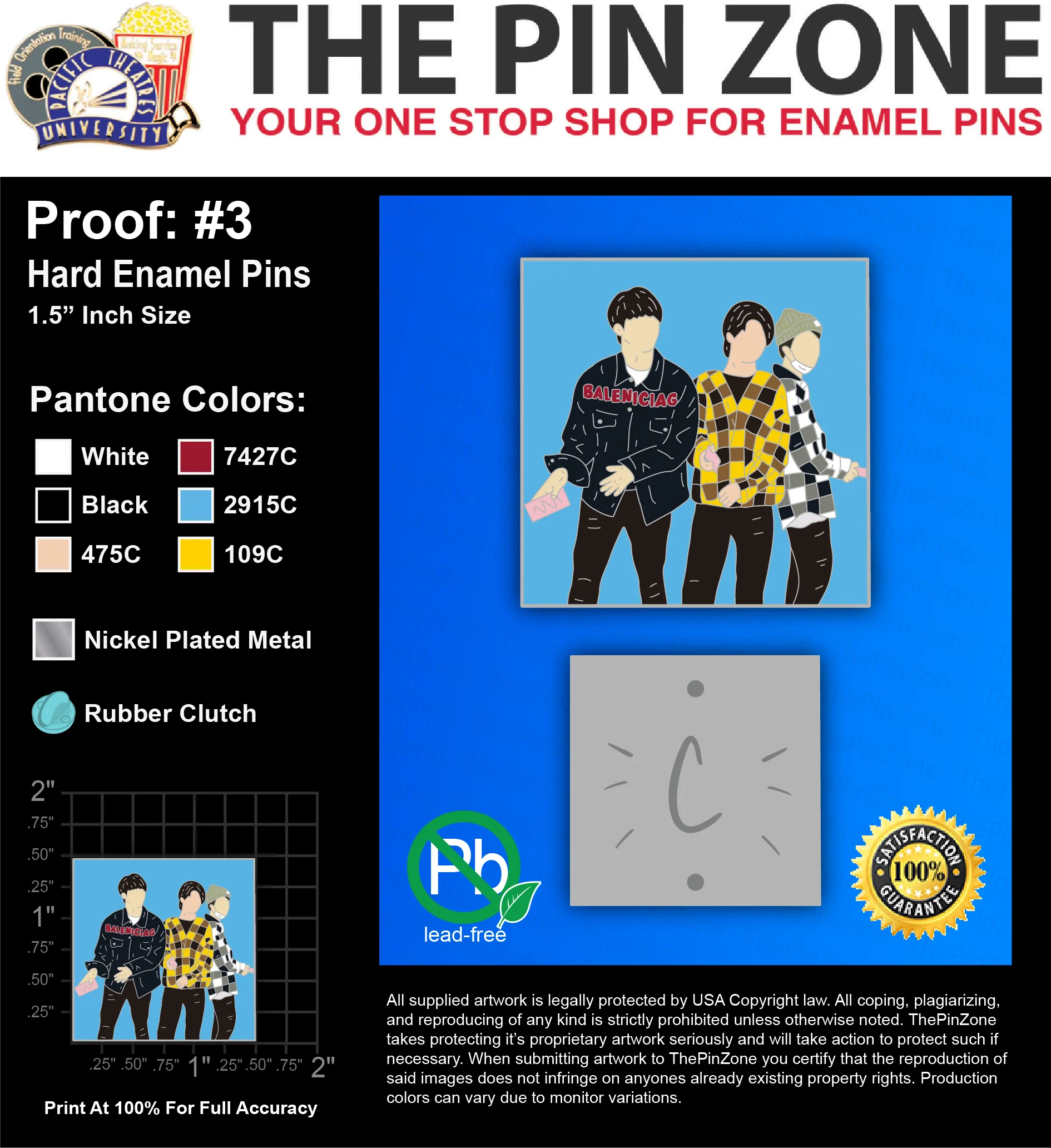 25 “BALENICIAG” LAPEL PINS: PROOF #3
