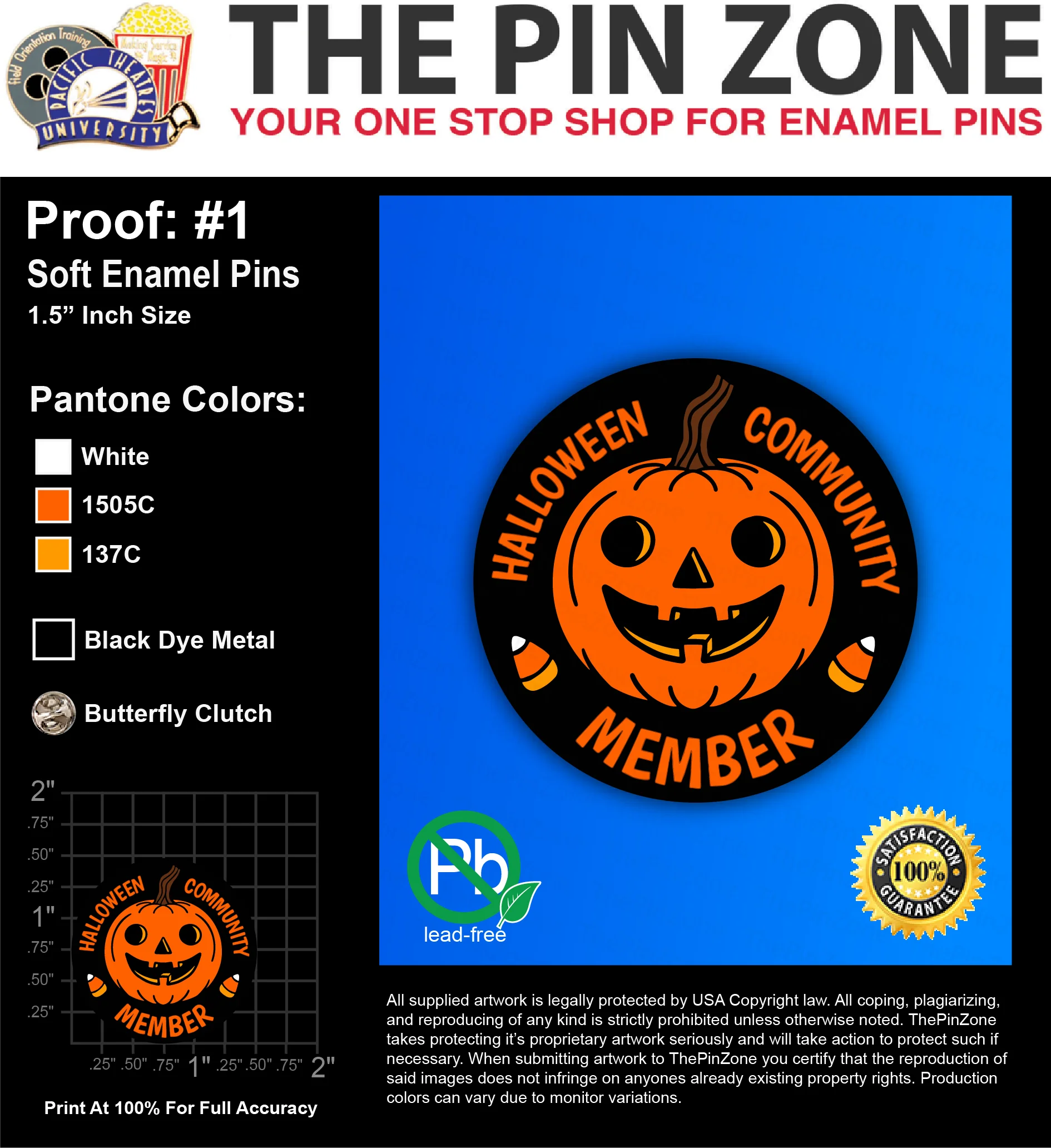 100 “HALLOWEEN MEMBER” LAPEL PINSL: PROOF #1