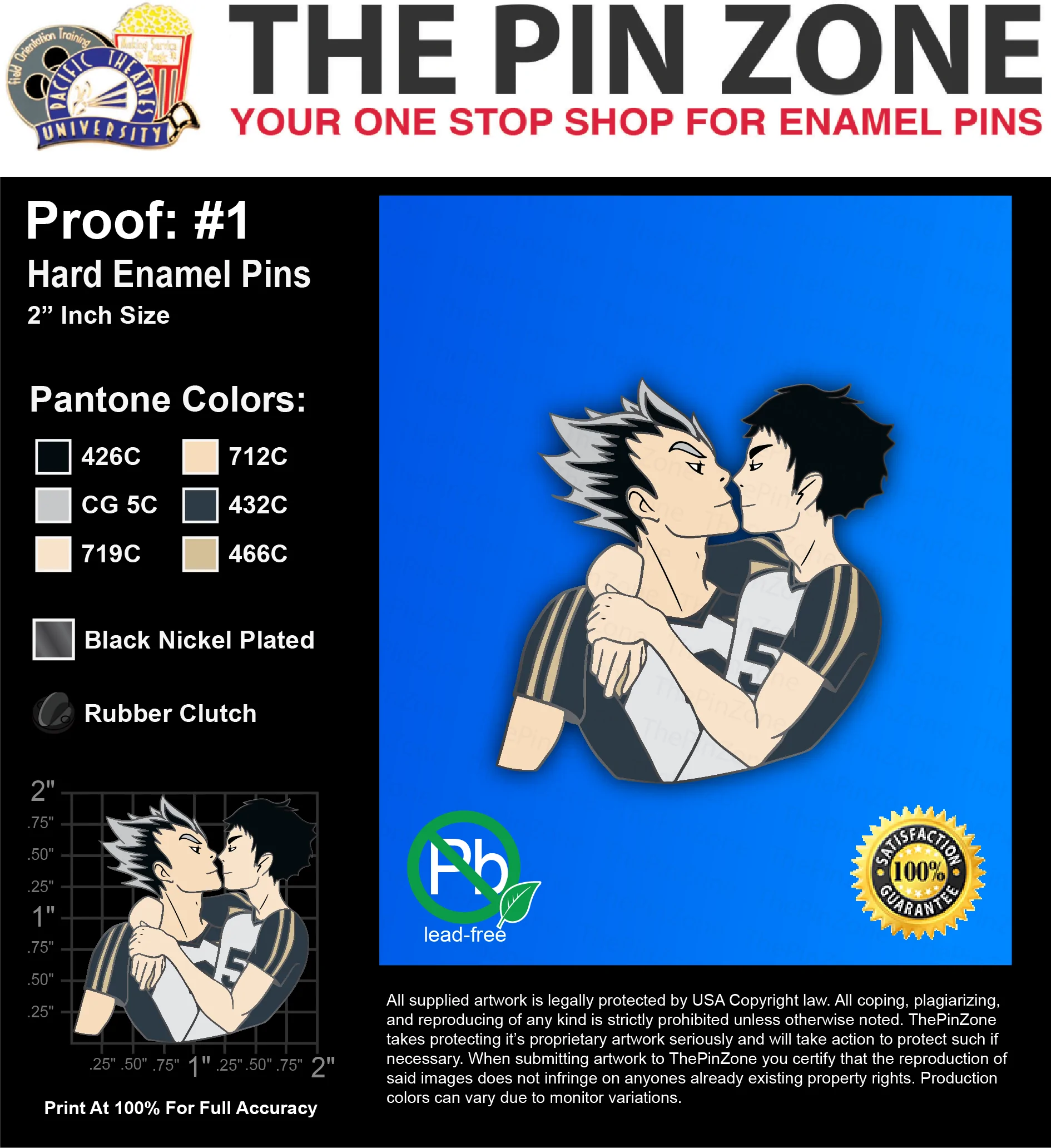 25 “MIDNIGHT PINS” LAPEL PINS: PROOF #1