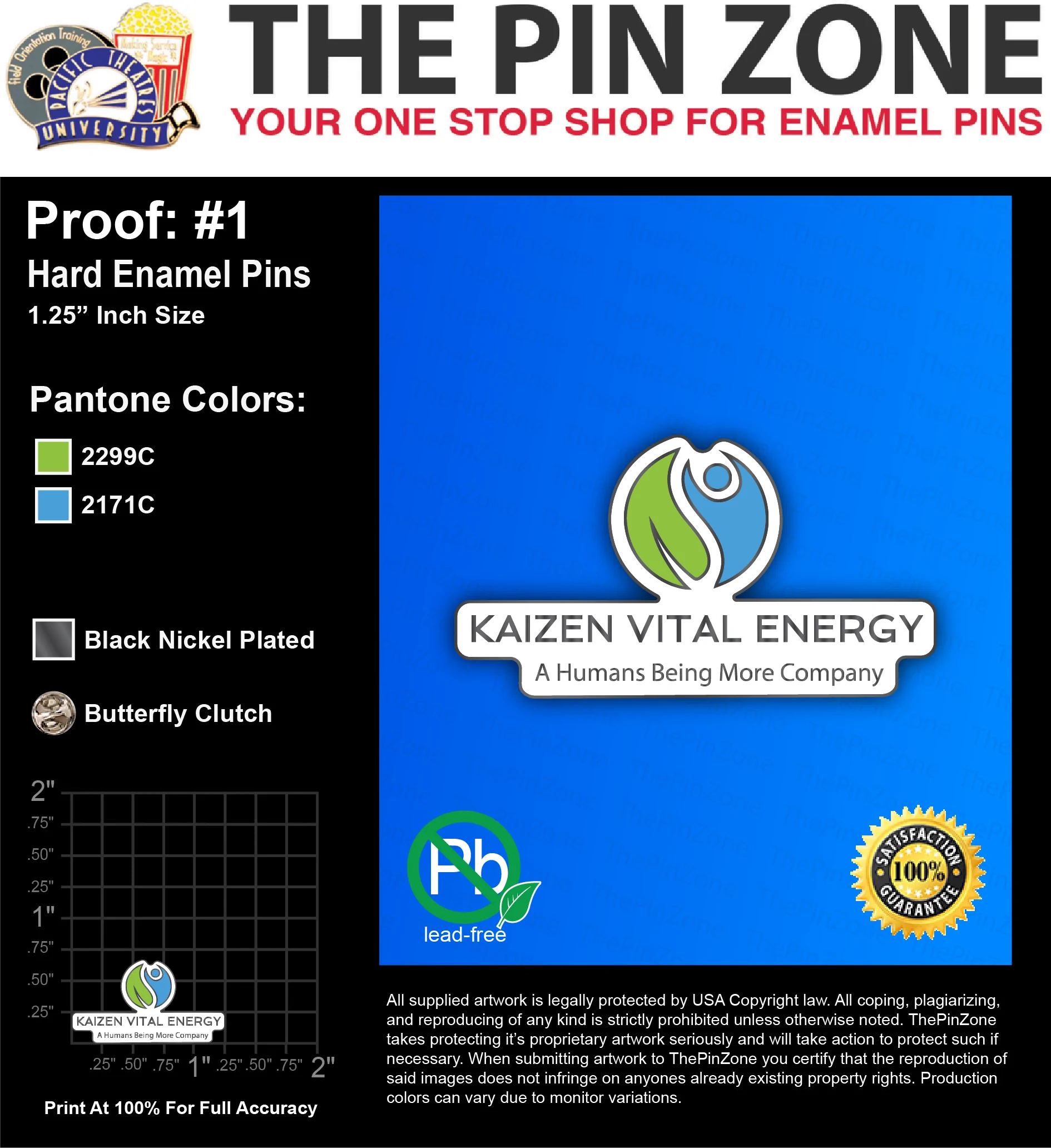 50 “KAIZEN VITAL ENERGY” LAPEL PINS: PROOF #1
