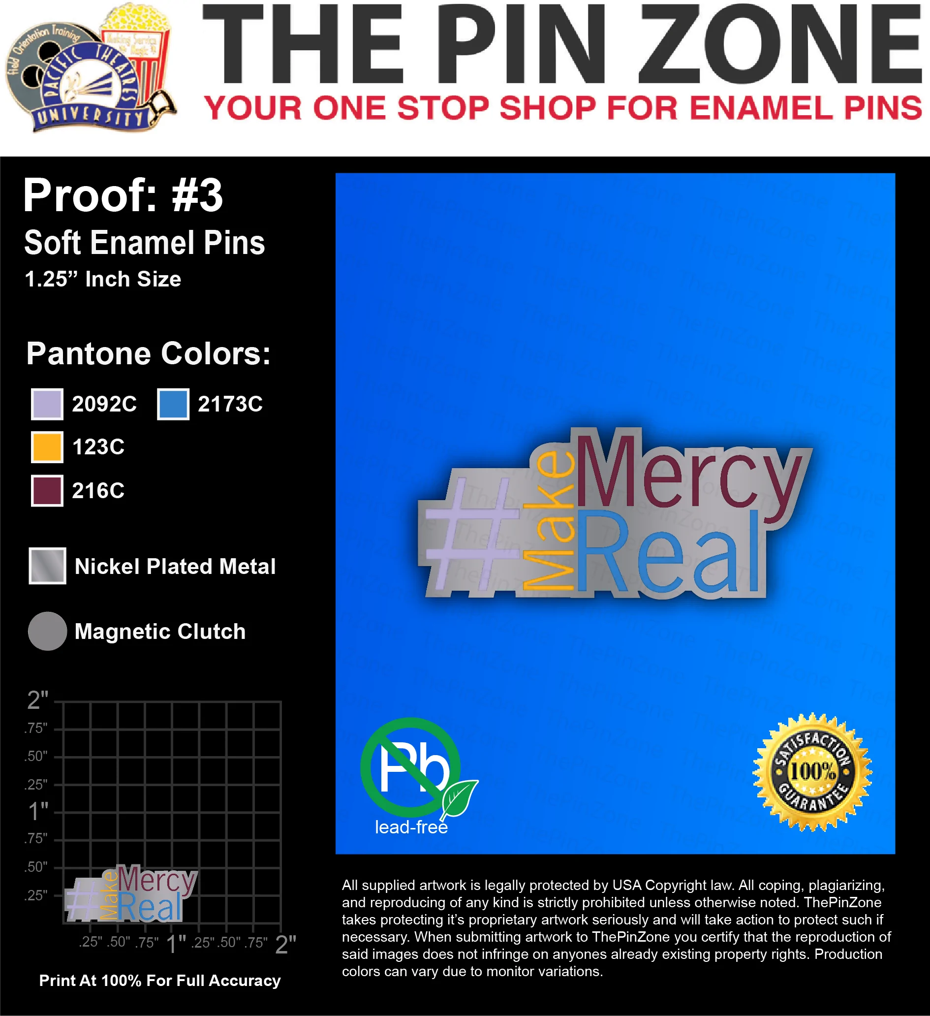 500 “MAKE MERCY” LAPEL PINS: PROOF #3