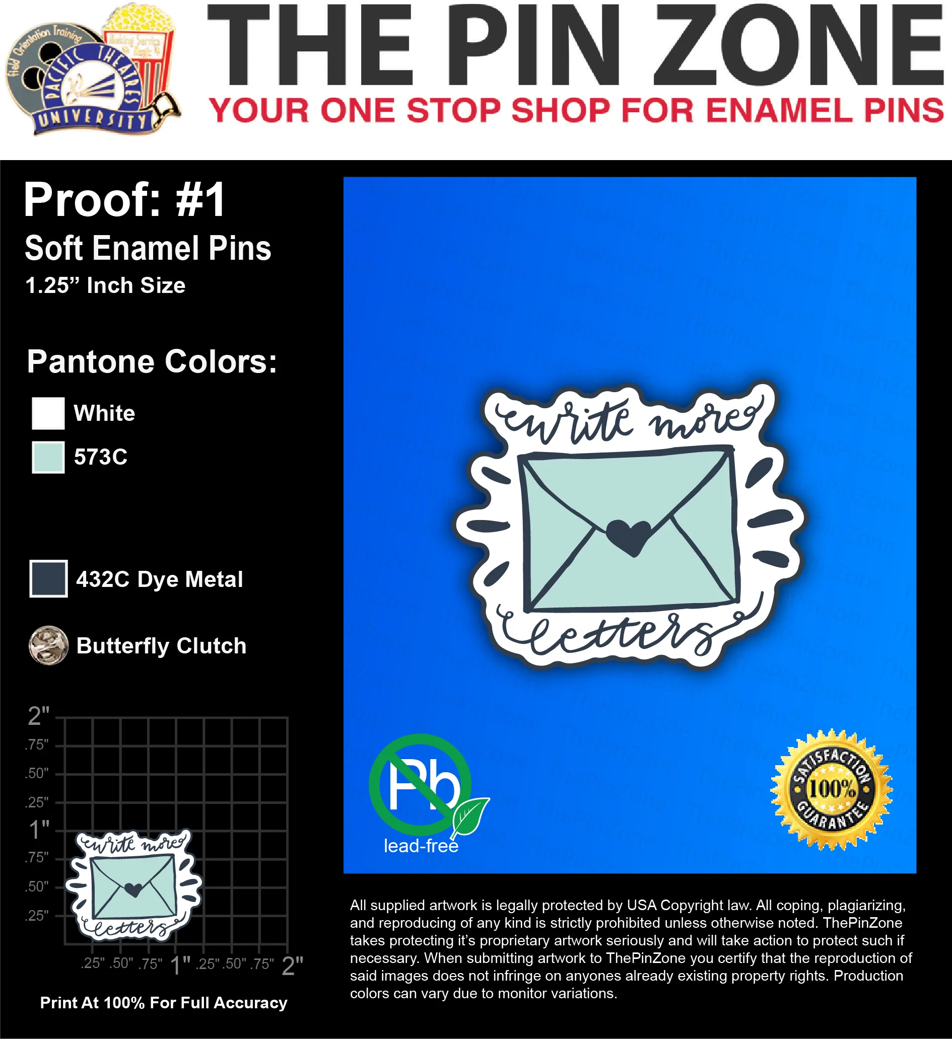 30 “MEGAN B” LAPEL PINS: PROOF #1