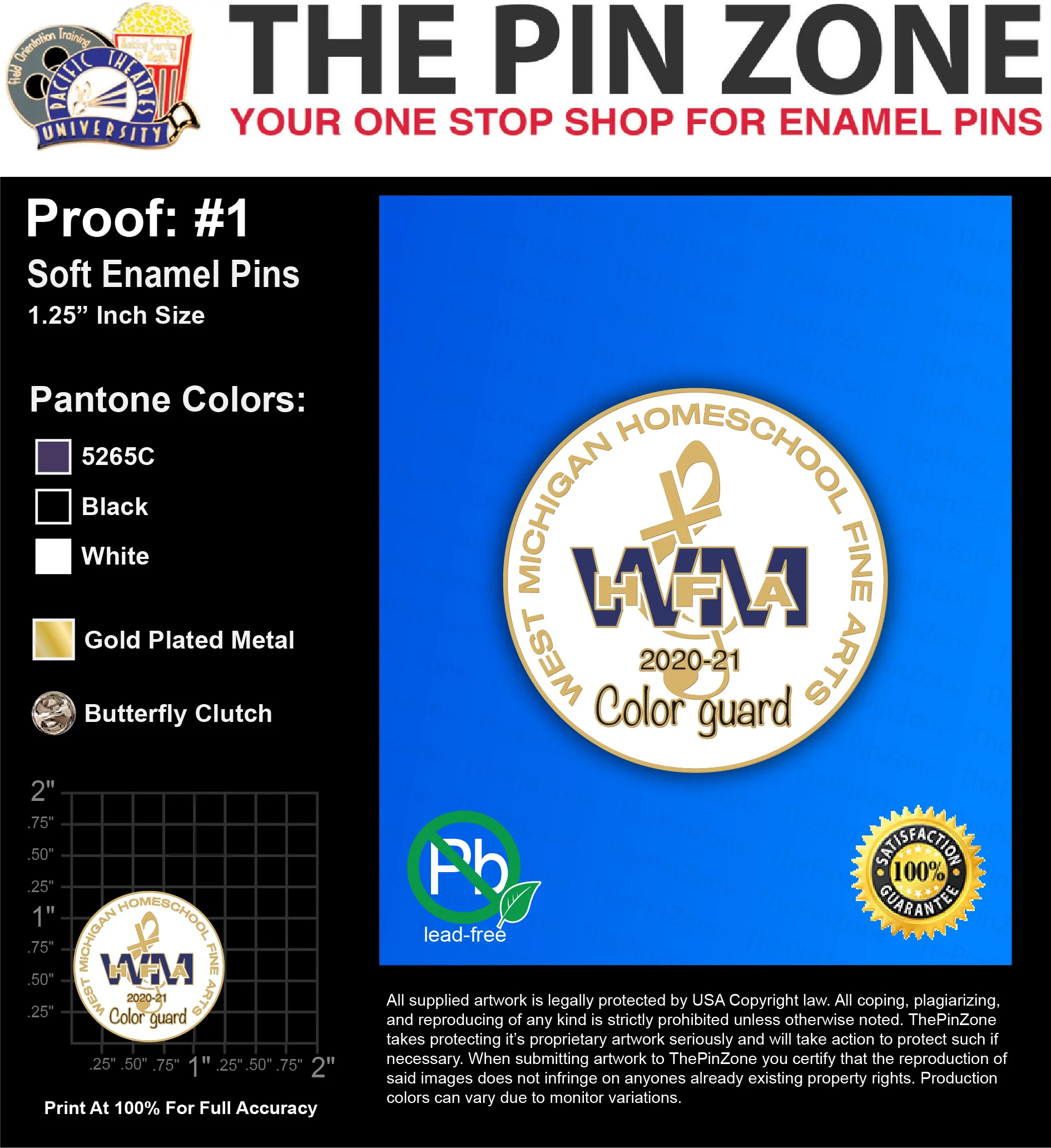 25 “WMHFA” LAPEL PINS: PROOF #1