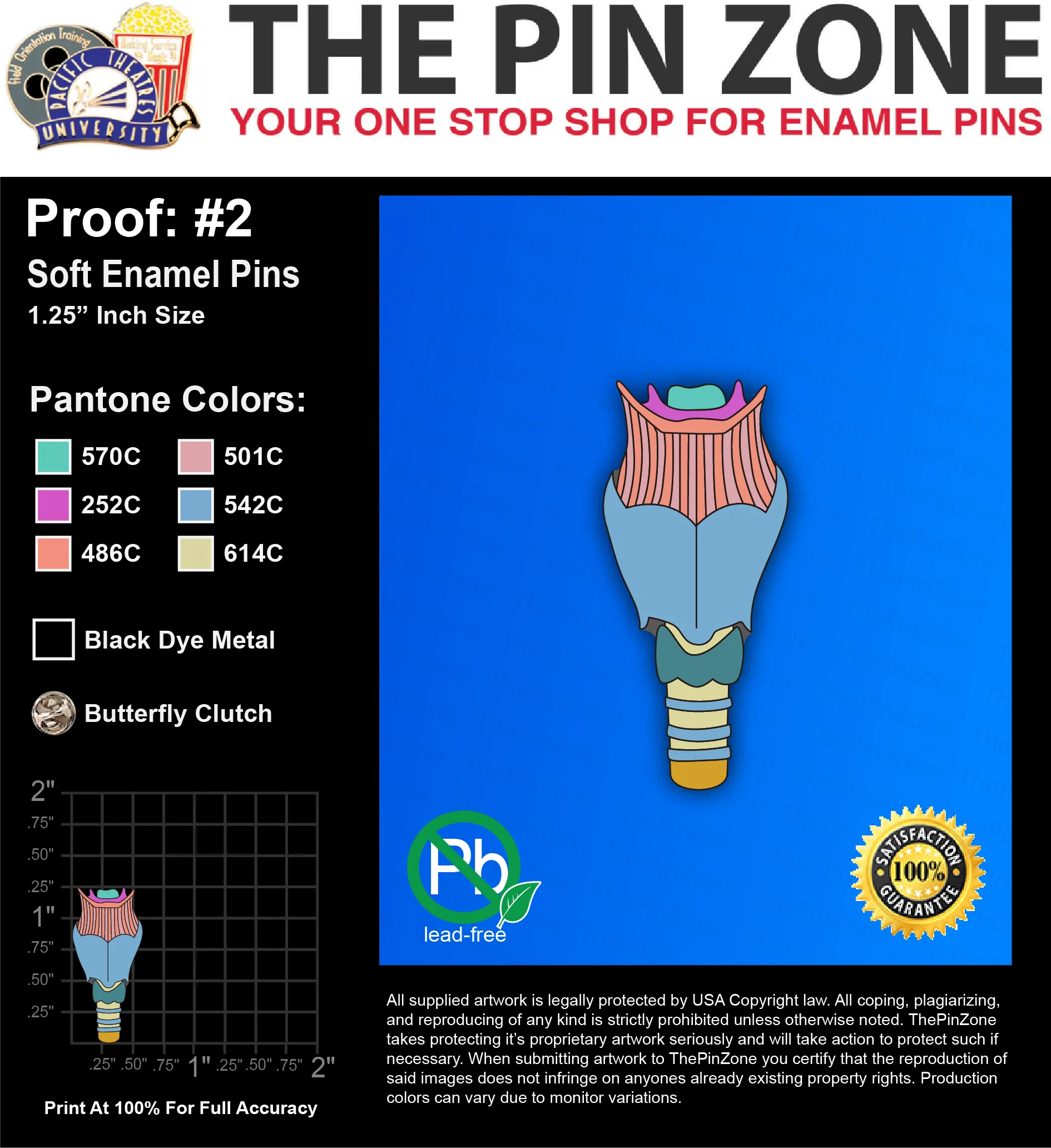 25 “LARYNX” LAPEL PINS: PROOF #2