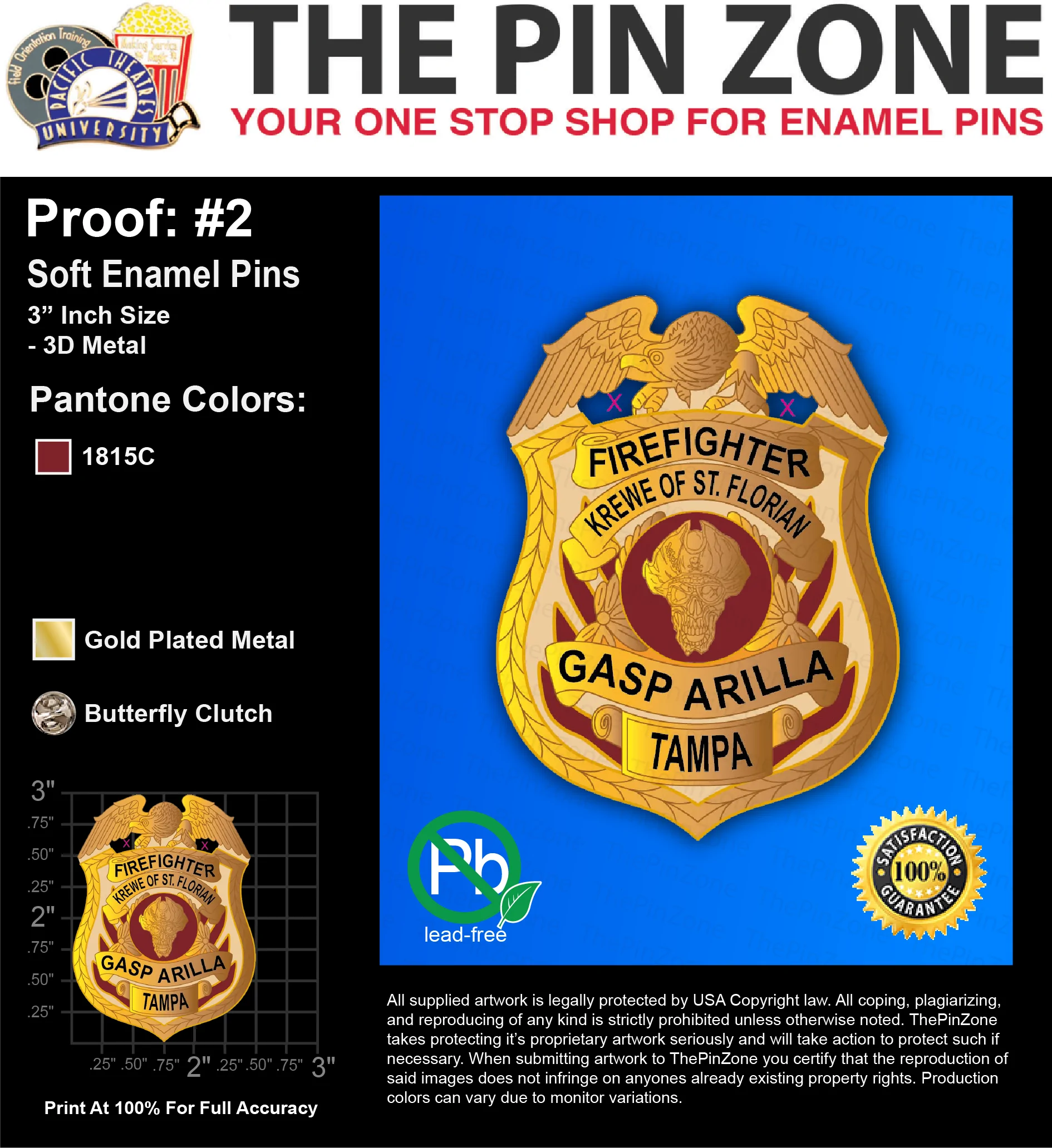 300 “GREG BADGE” LAPEL PINS: PROOF #2