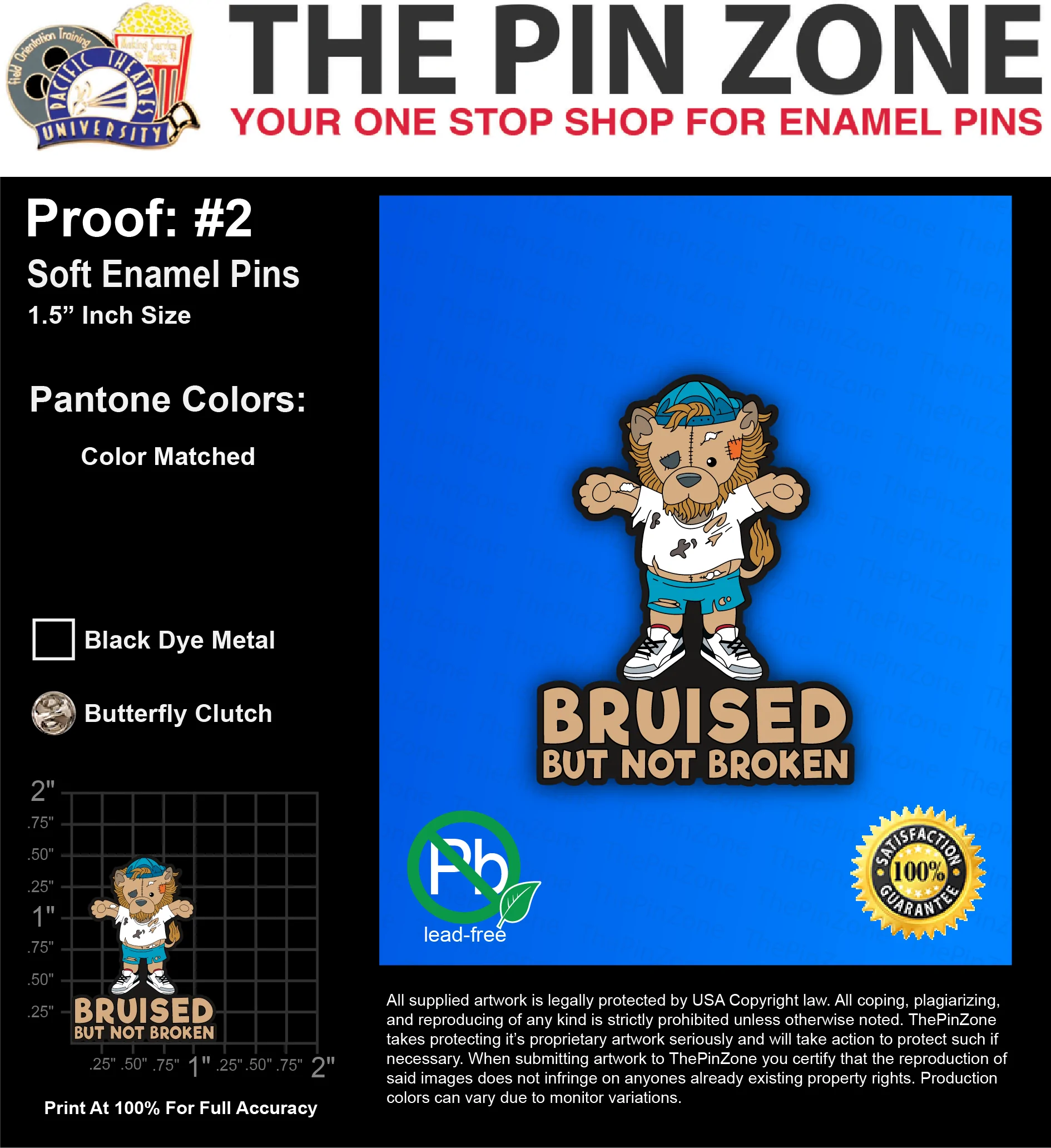 50 “T BRANDON” LAPEL PINS: PROOF #2