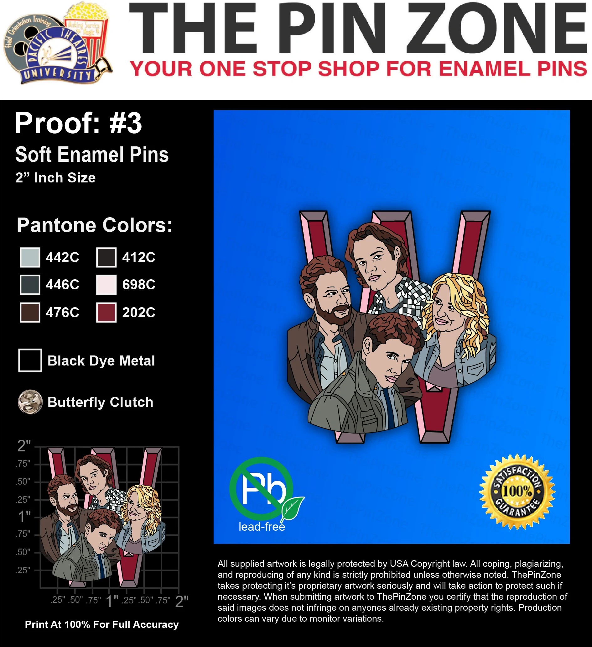 75 “FRANCESCA D” LAPEL PINS: PROOF #3