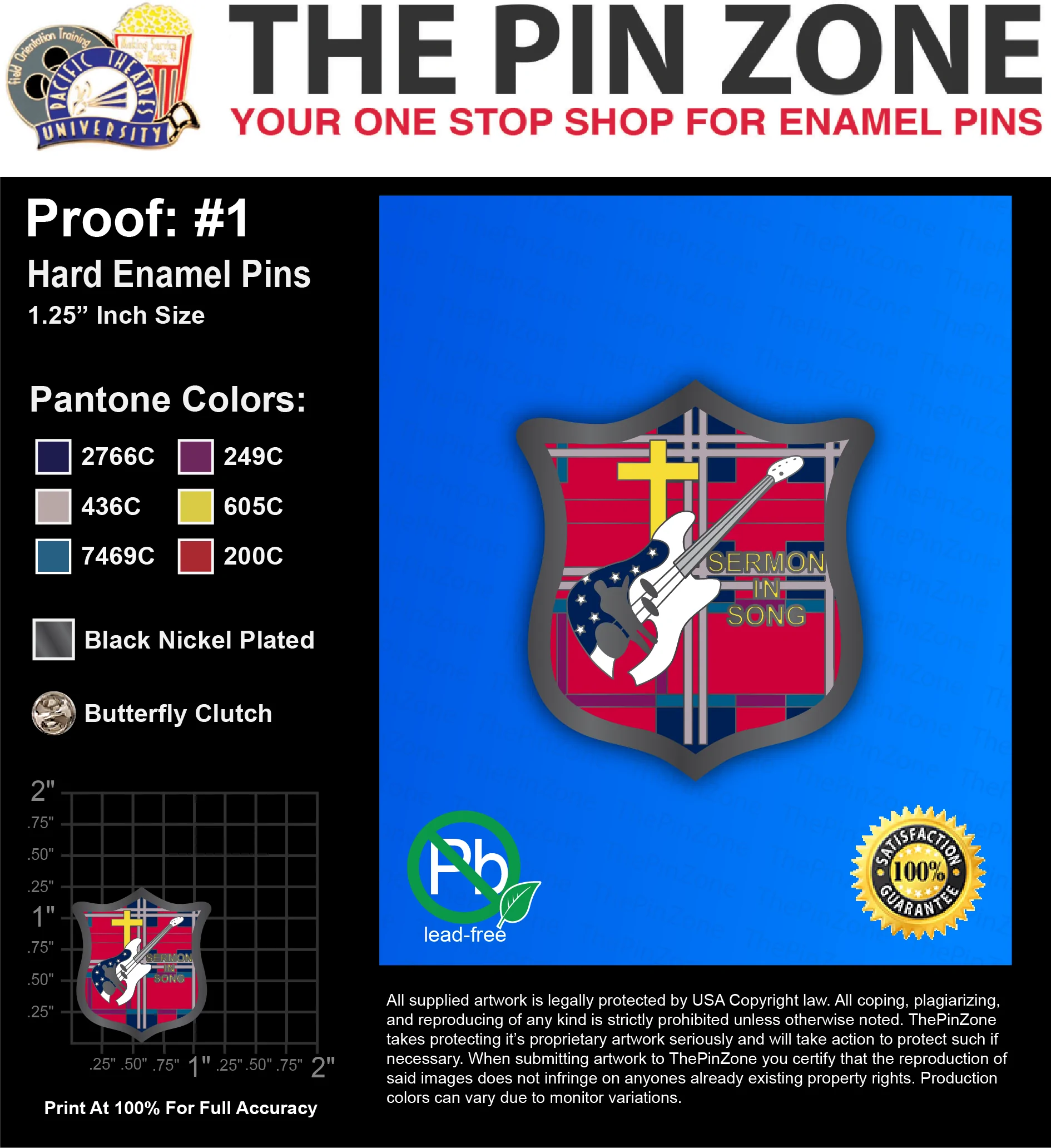100 “S.I.S” LAPEL PINS: PROOF #1