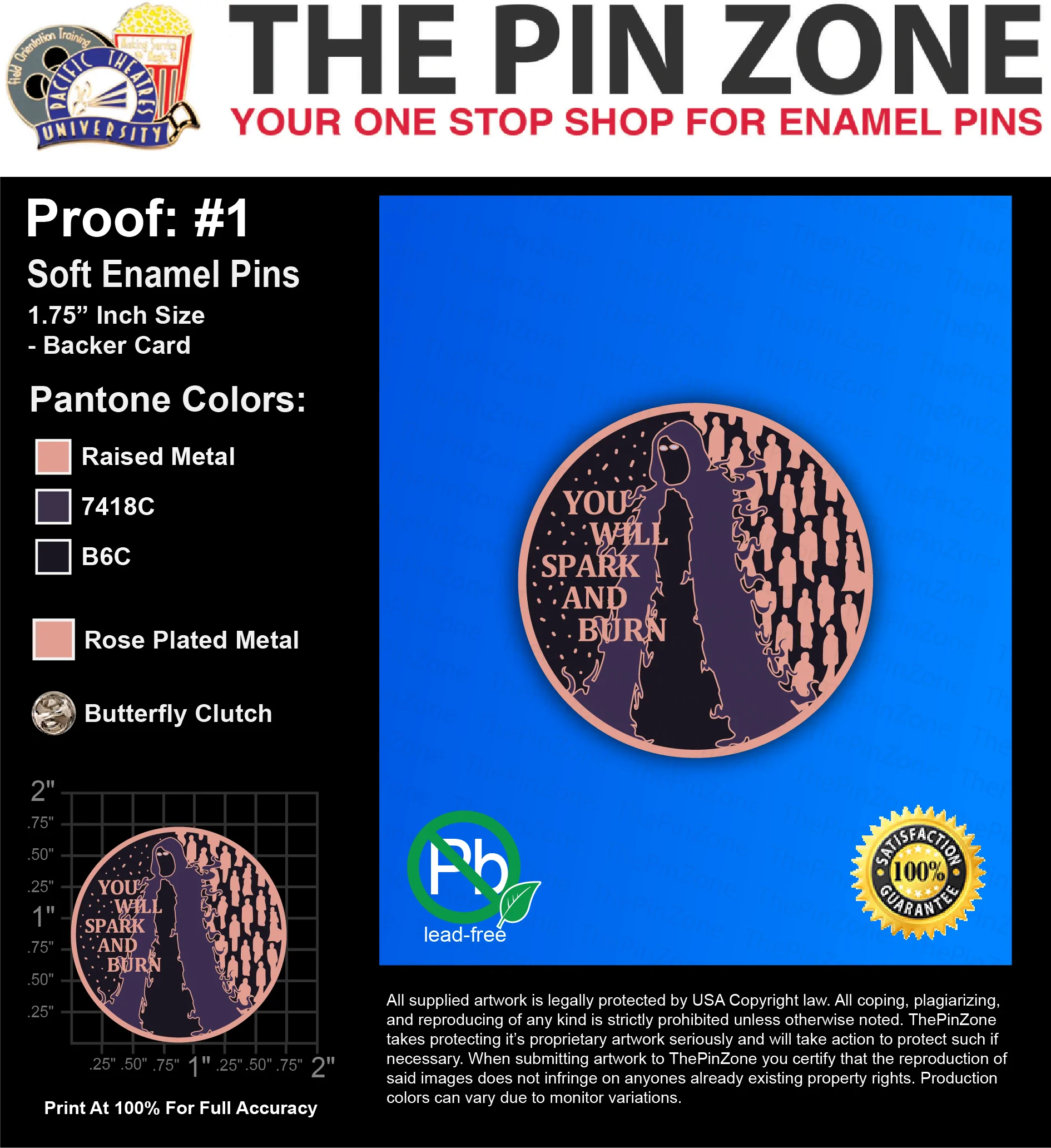 220 “YOU WILL SPARK” LAPEL PINS: PROOF #1