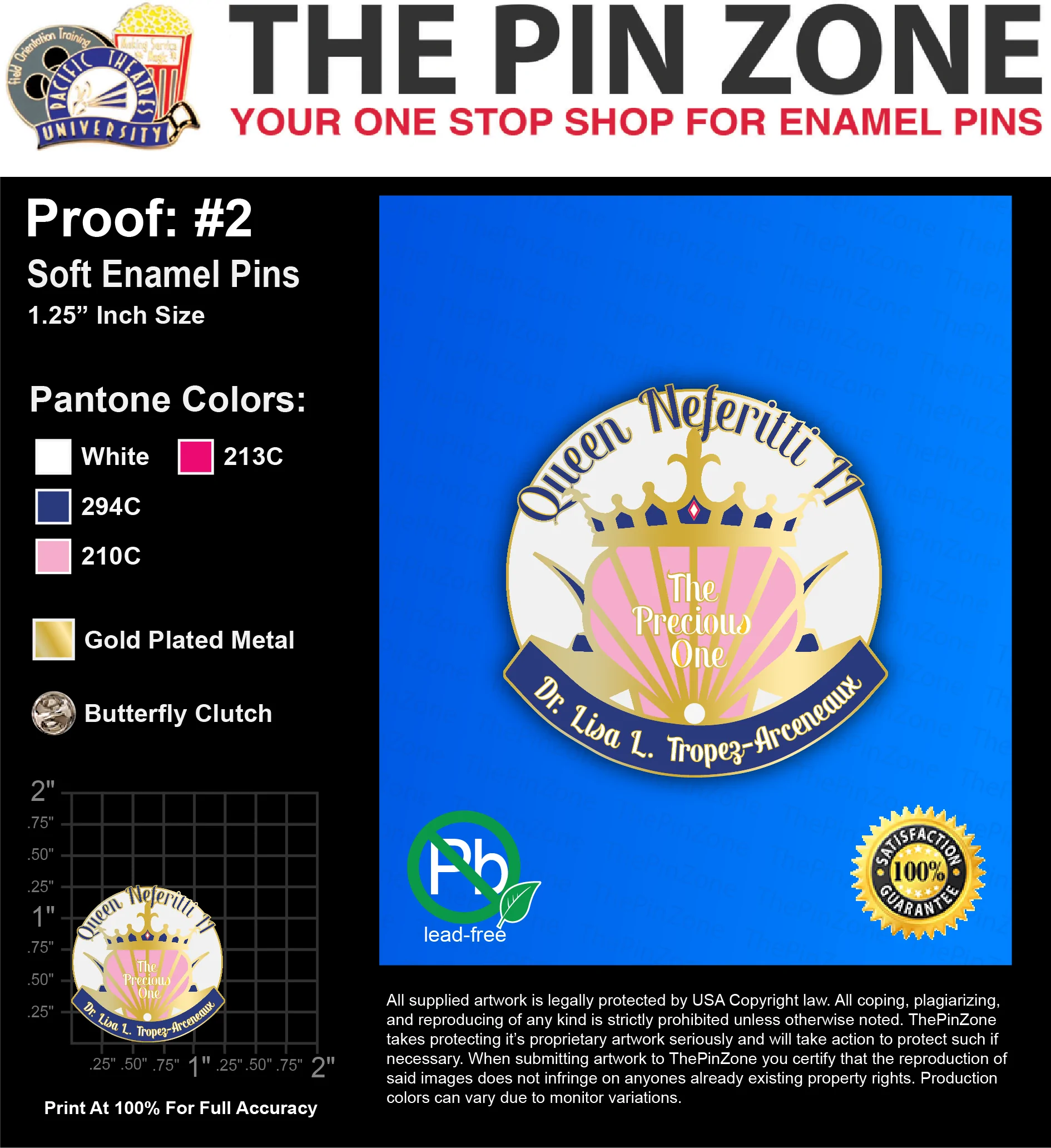 200 “DR. LISA” LAPEL PINS: PROOF #2