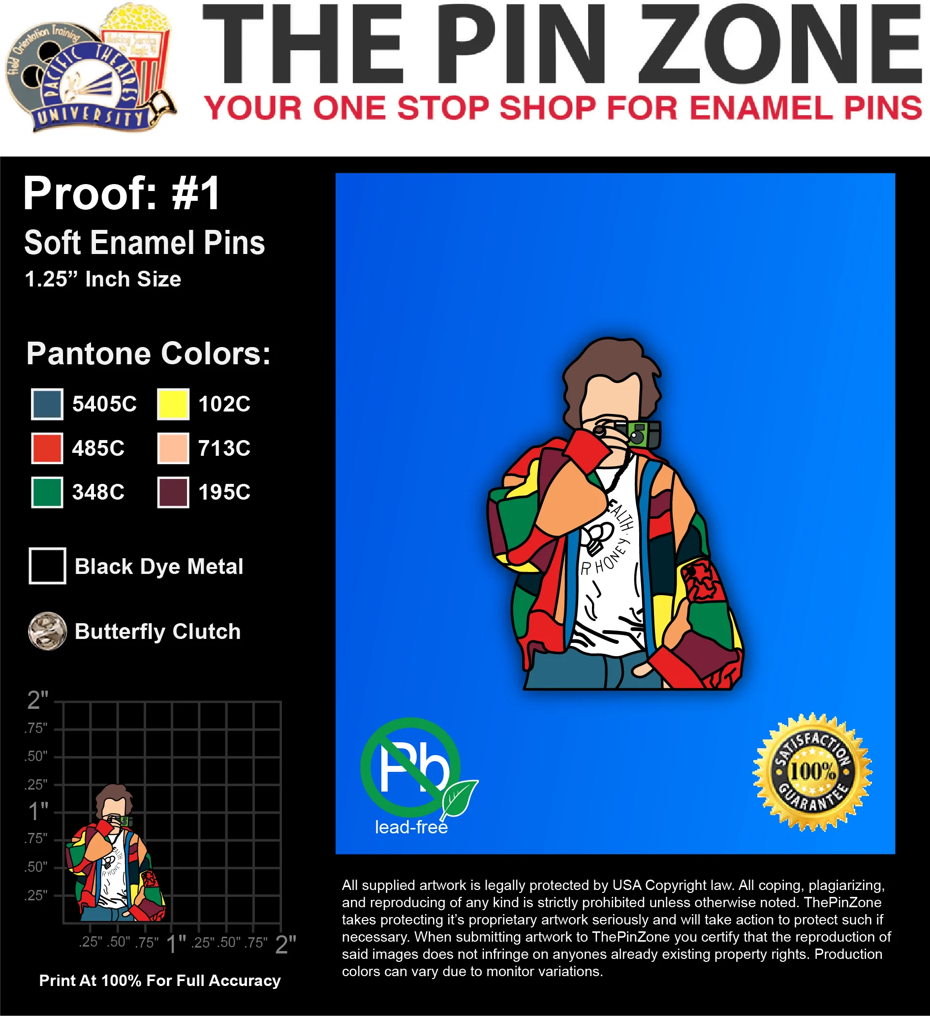 50 “EAT YOUR HONEY” LAPEL PINS: PROOF #1