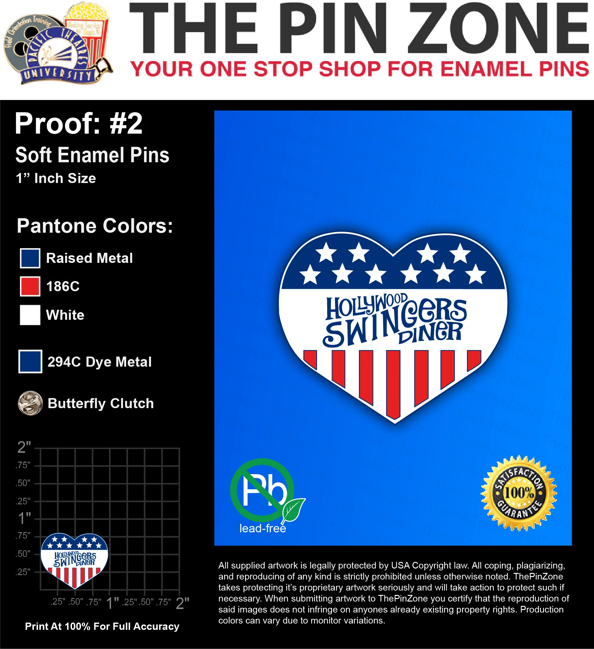 300 “SWINGERS HEART” LAPEL PINS: PROOF #2