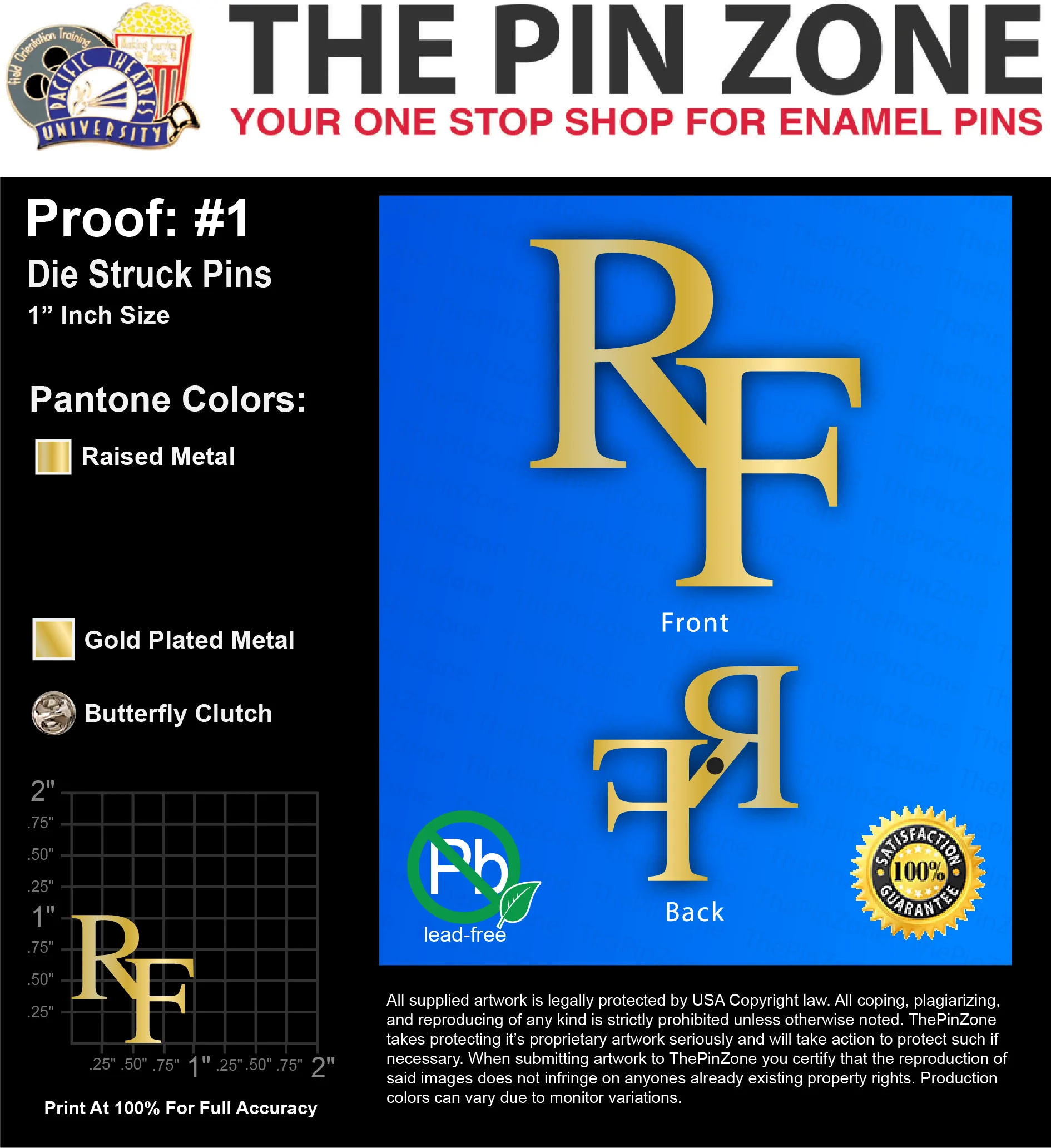 100 โRFโ LAPEL PINS: PROOF #1