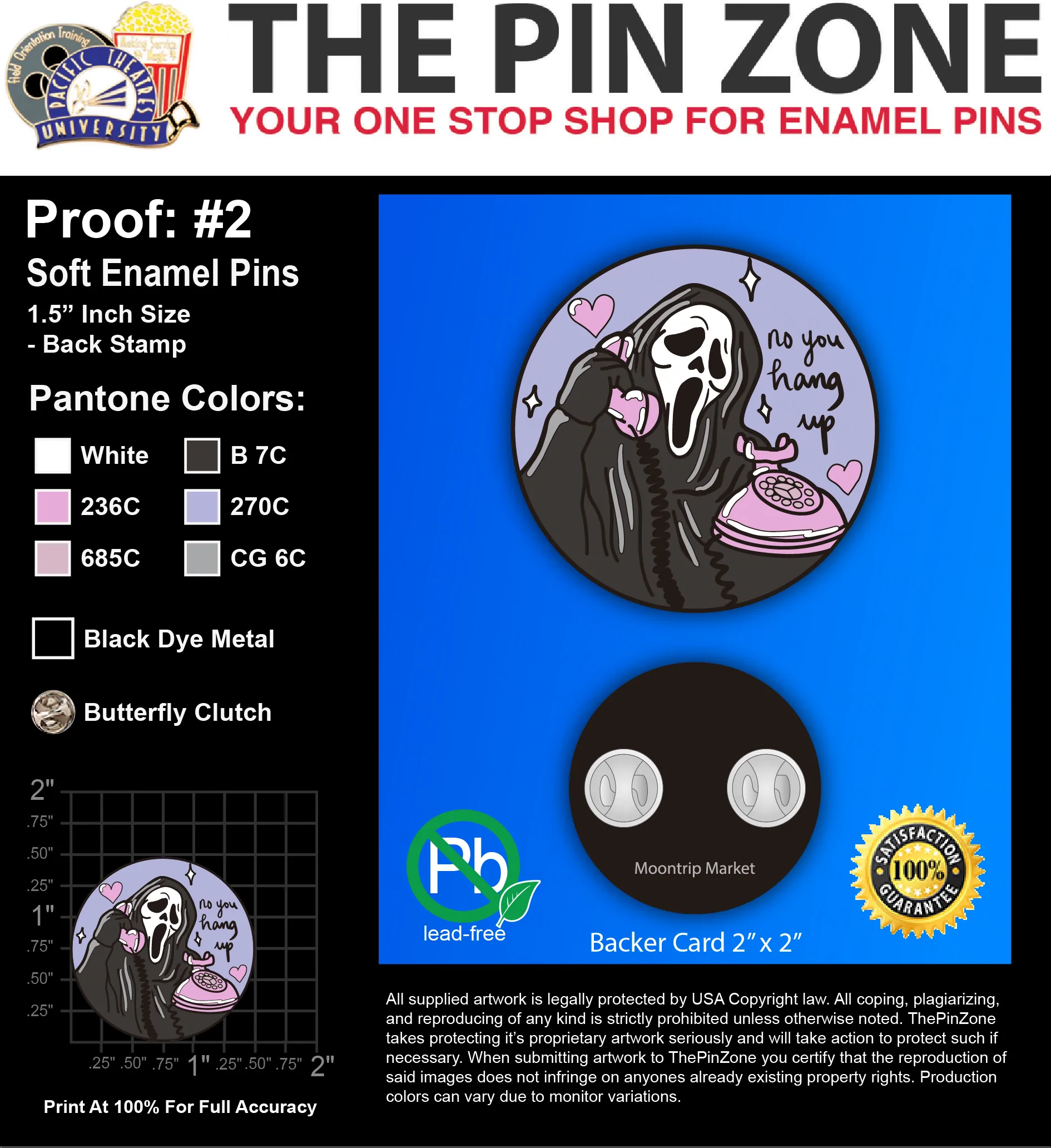 75 “NO YOU HANG UP” LAPEL PINS: PROOF #2