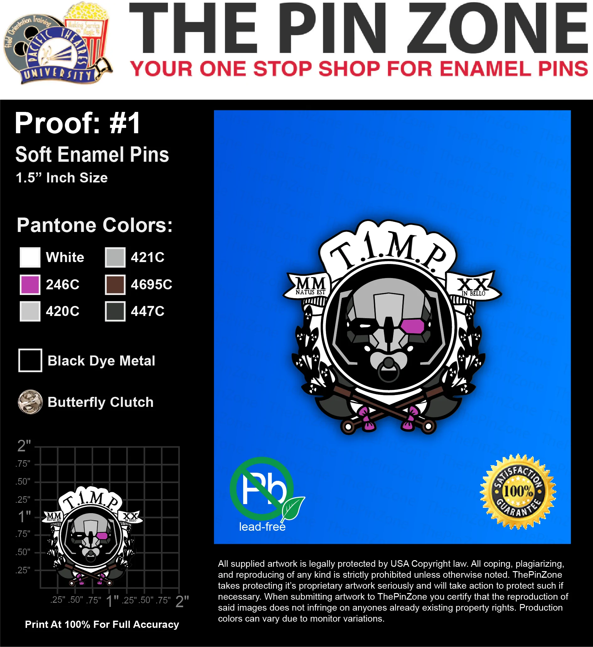 25 “T1MP” LAPEL PINS: PROOF #1