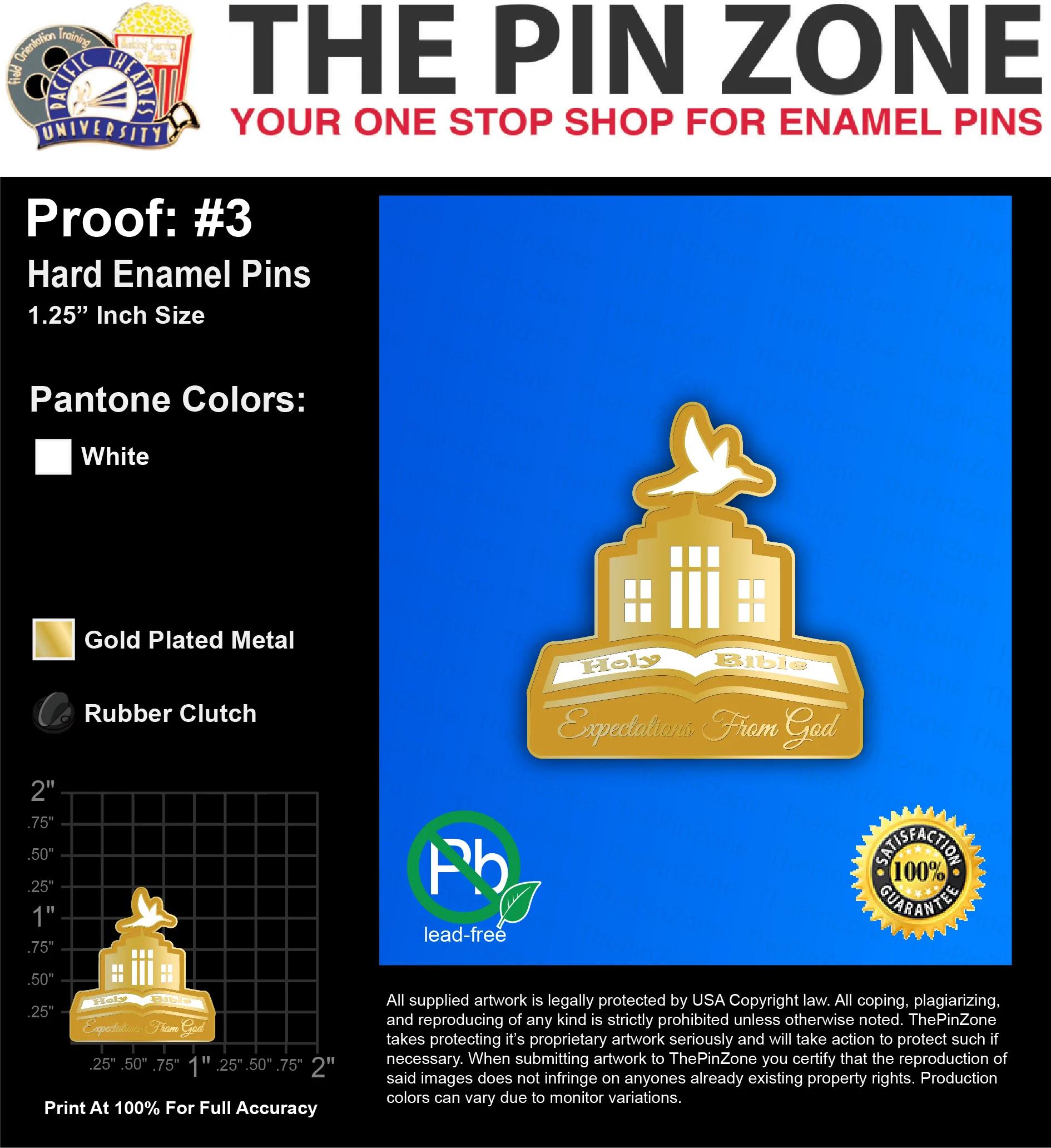 25 “HOLY BIBLE” LAPEL PINS: PROOF #3
