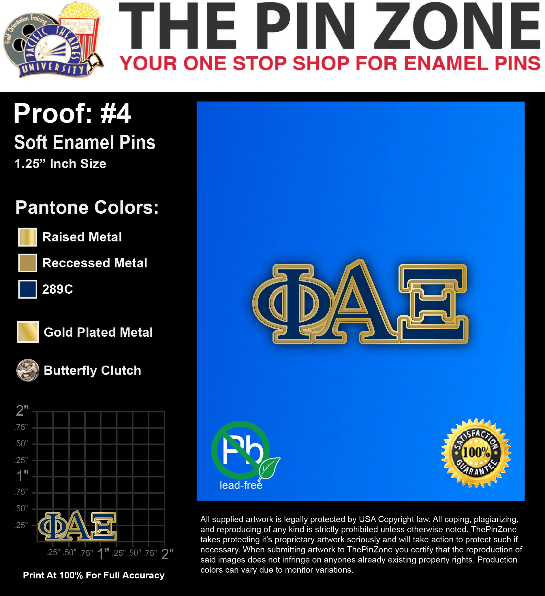 25 “PHI ALPHA XI” LAPEL PINS: PROOF #4
