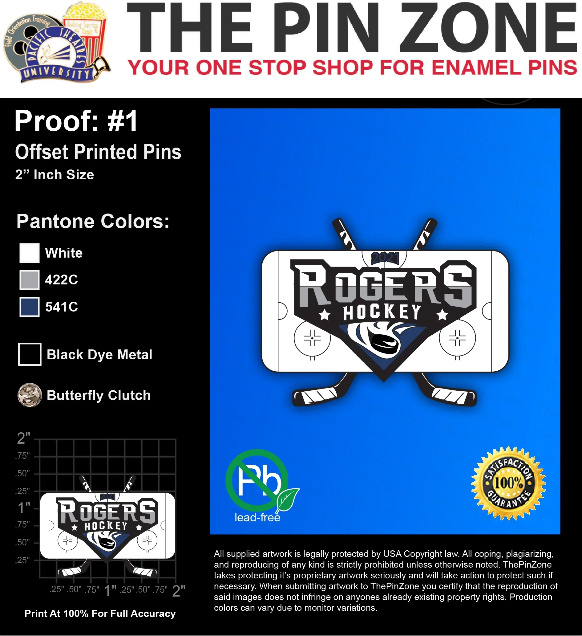 150 ADDITIONAL “ROGERS HOCKEY” LAPEL PINS: PROOF #1