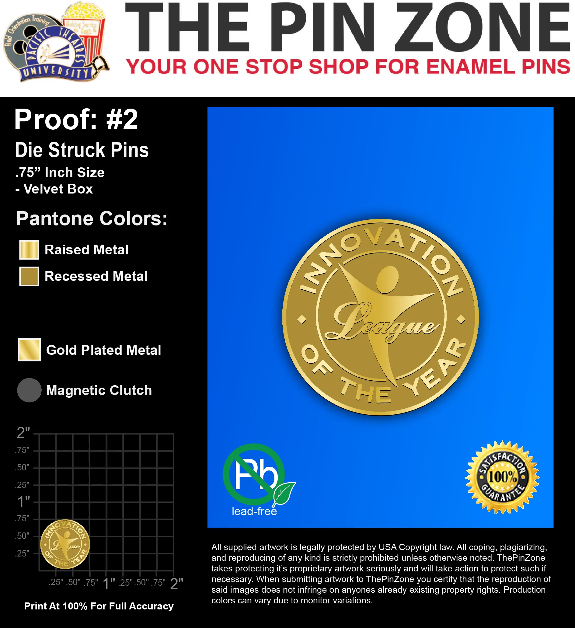 200 “LEAGUE INN.” LAPEL PINS: PROOF #2
